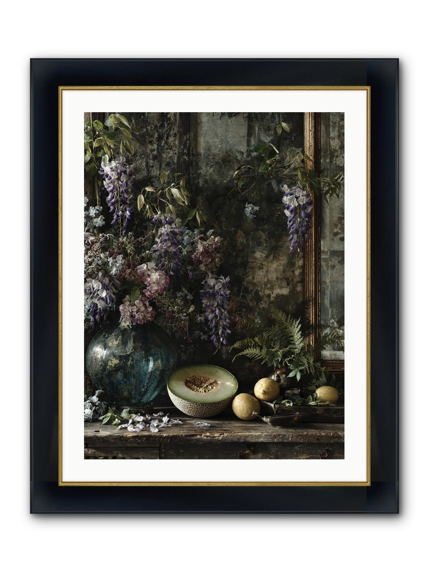 Florrie Framed Print - Wide Black w/Gold 24x32