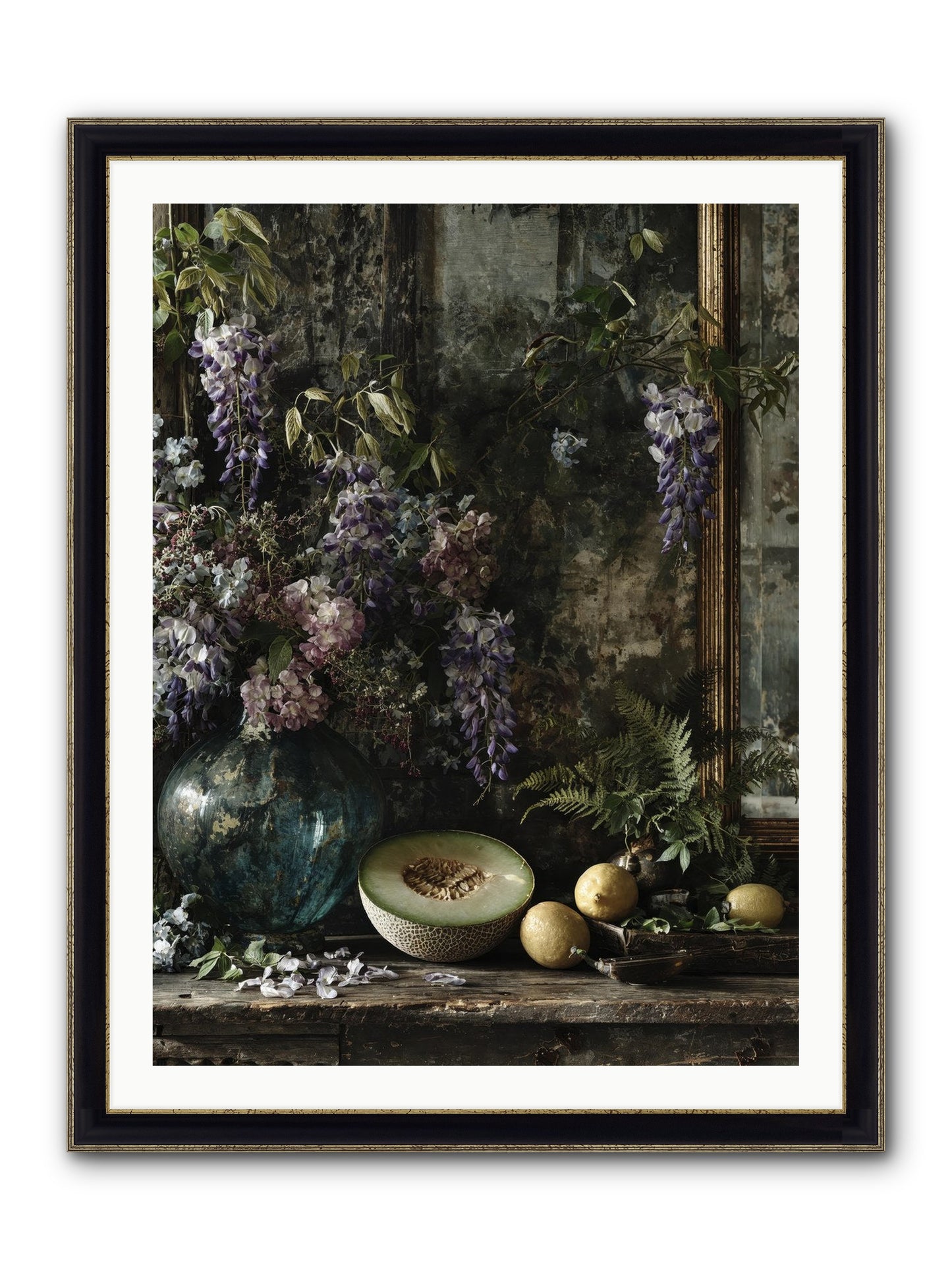 Florrie Framed Print - Black & Gold 30x40