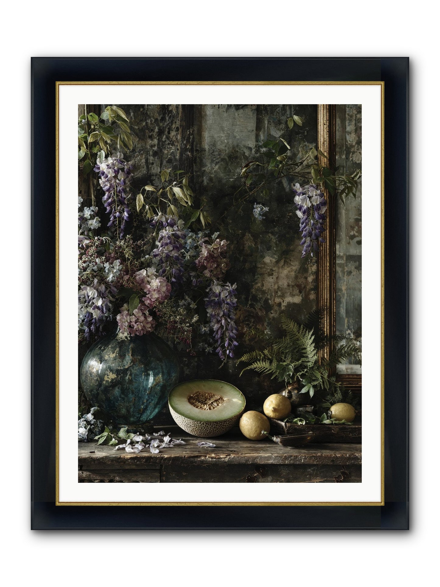 Florrie Framed Print - Wide Black w/Gold 30x40