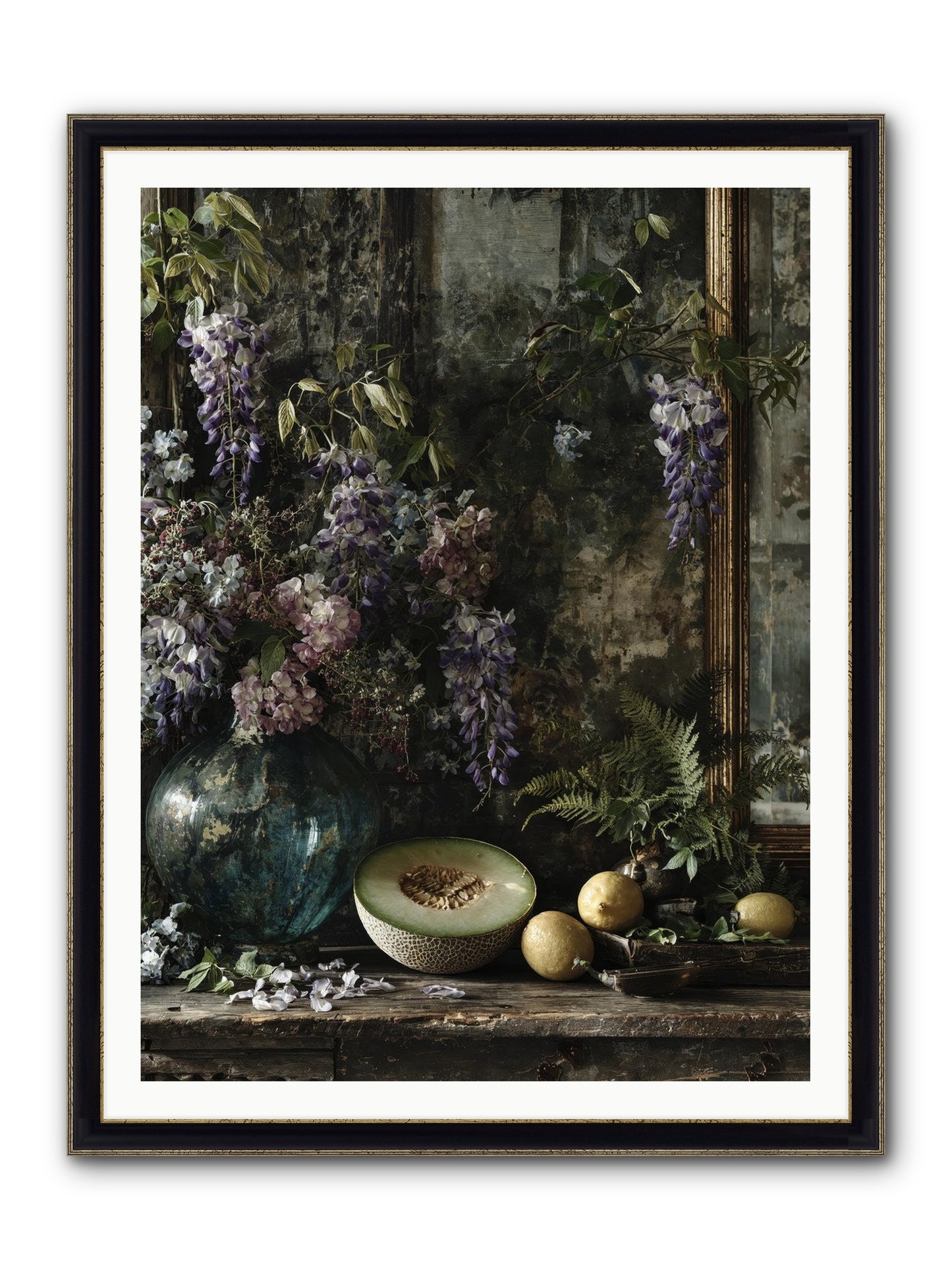 Florrie Framed Print - Black & Gold 36x48