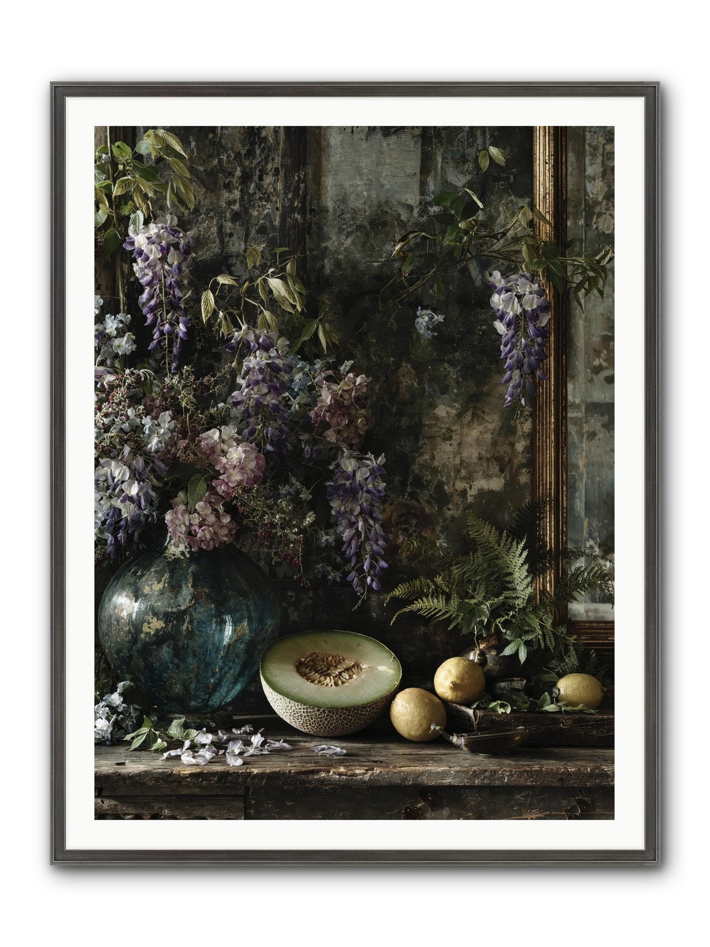 Florrie Framed Print - Slimwoods Black/Silver 36x48