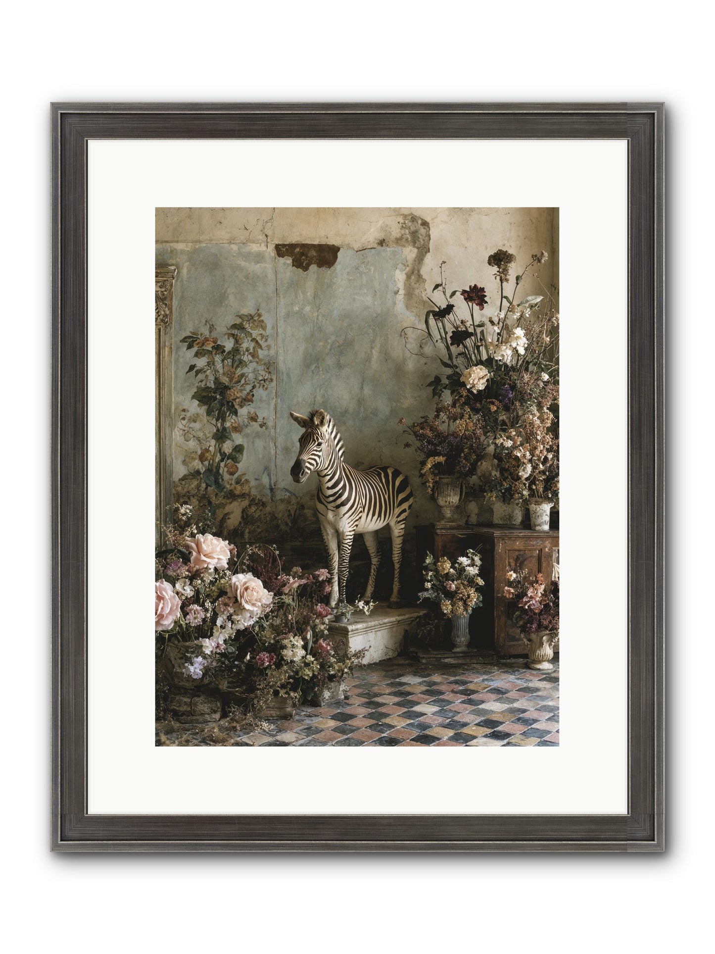 Flower Court Assembly Framed Print - Slimwoods Black/Silver 12x16