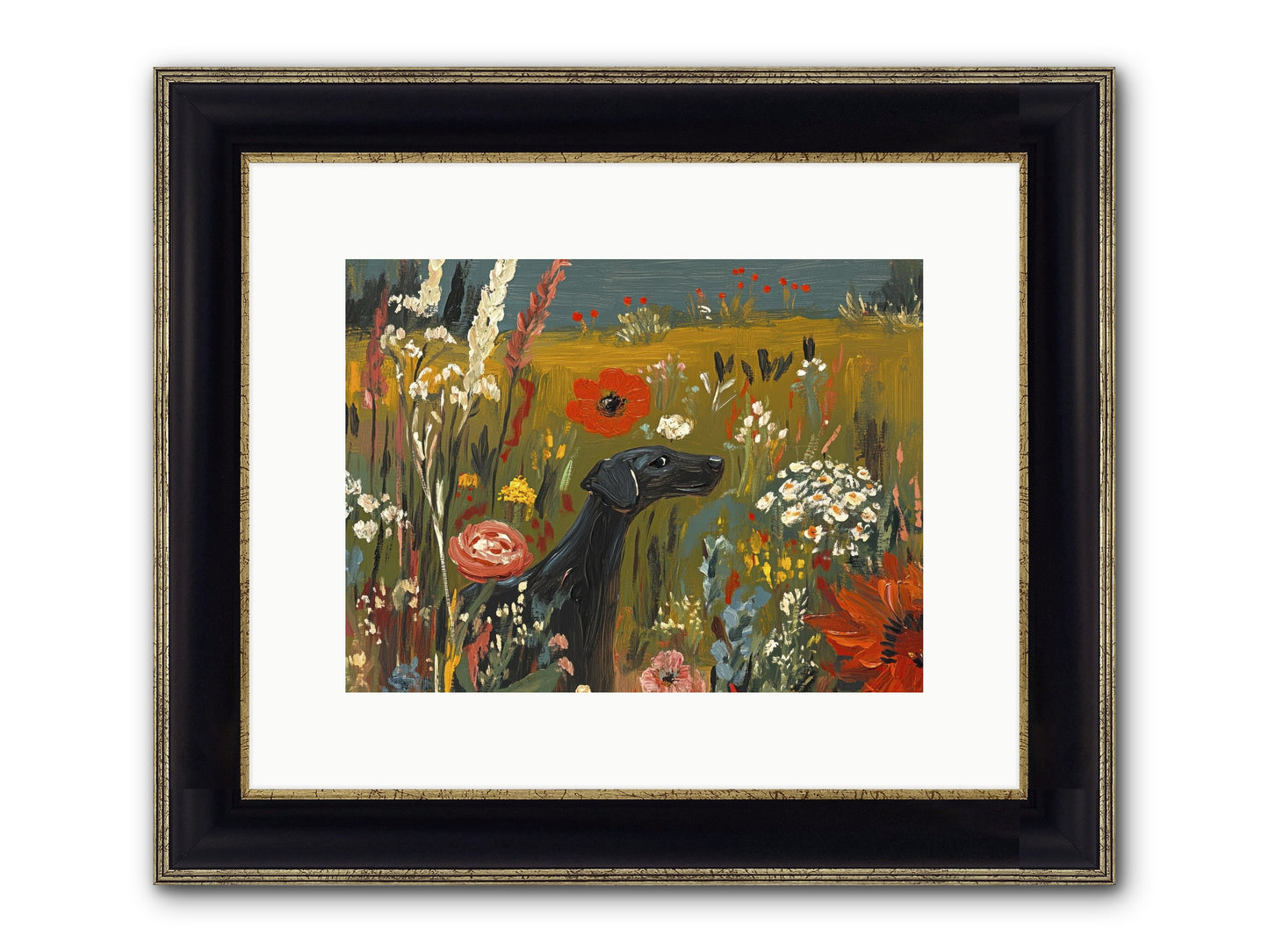 Flowers For My Love Framed Print - Black & Gold 12x9
