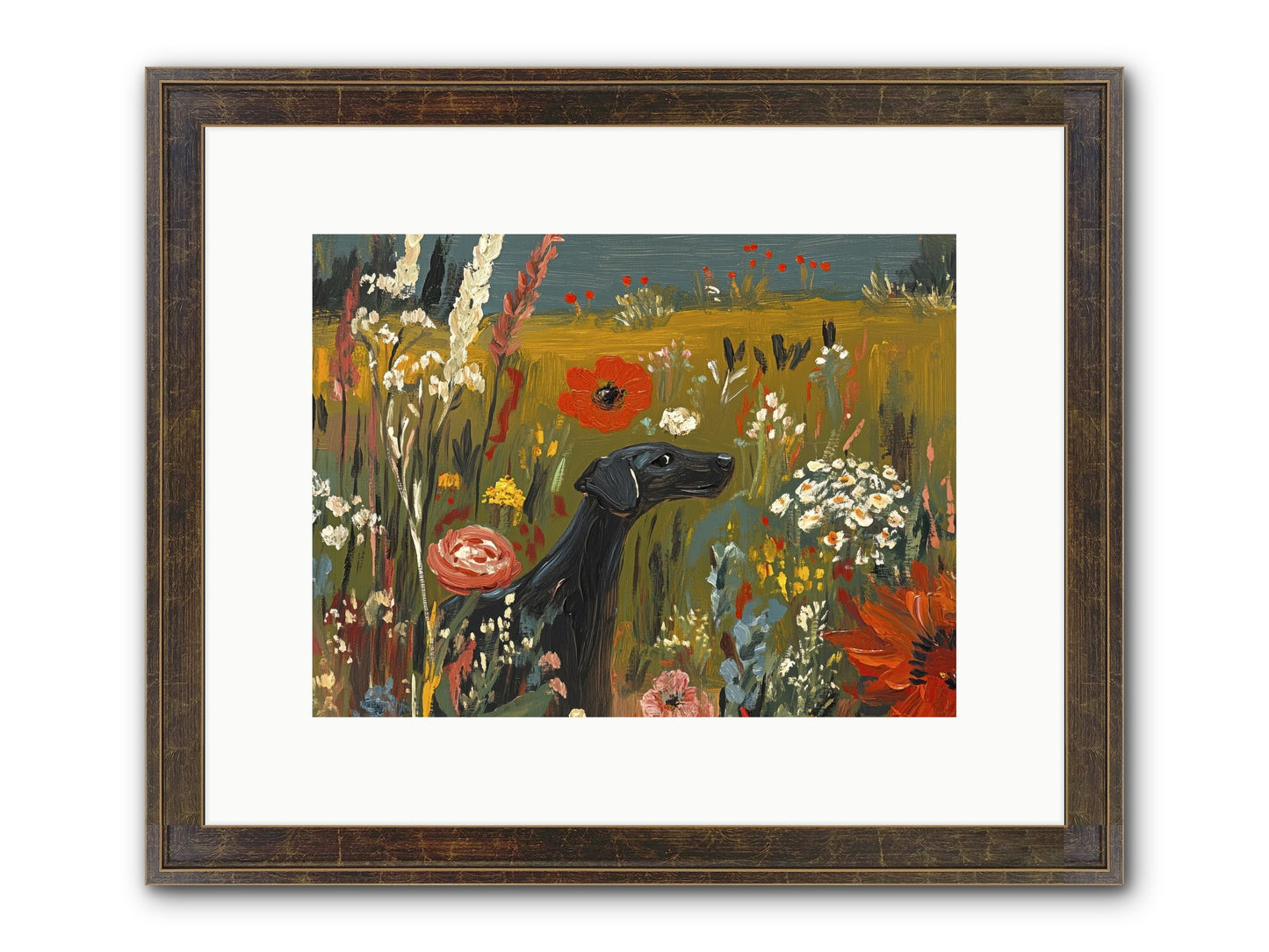 Flowers For My Love Framed Print - Slimwoods Black/Gold 12x9