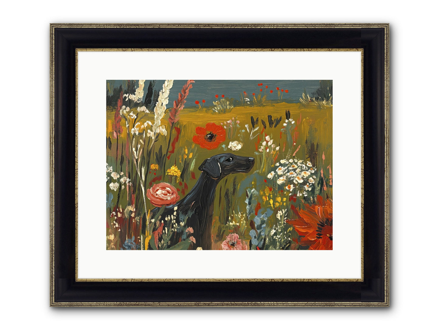 Flowers For My Love Framed Print - Black & Gold 16x12