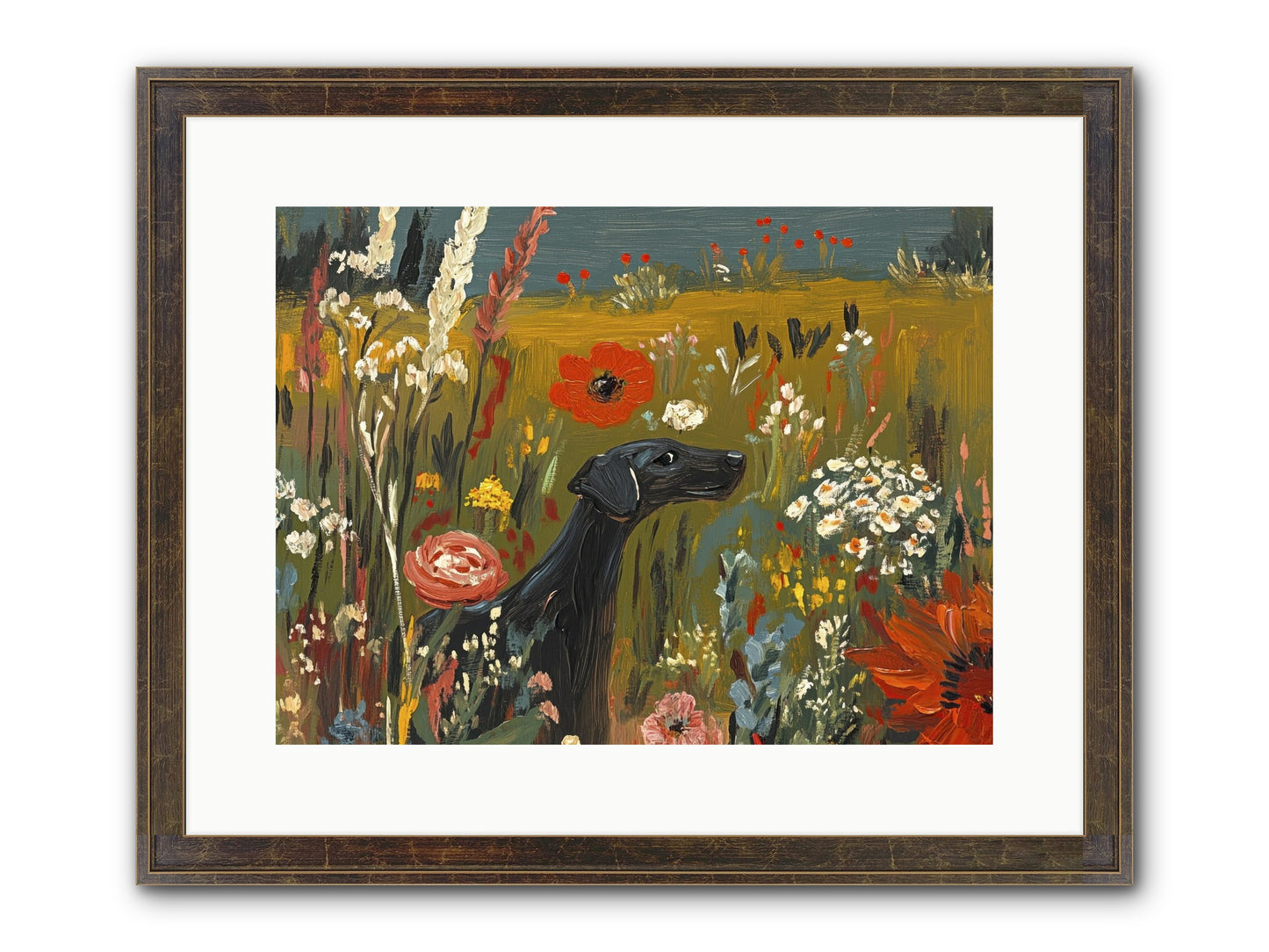 Flowers For My Love Framed Print - Slimwoods Black/Gold 16x12