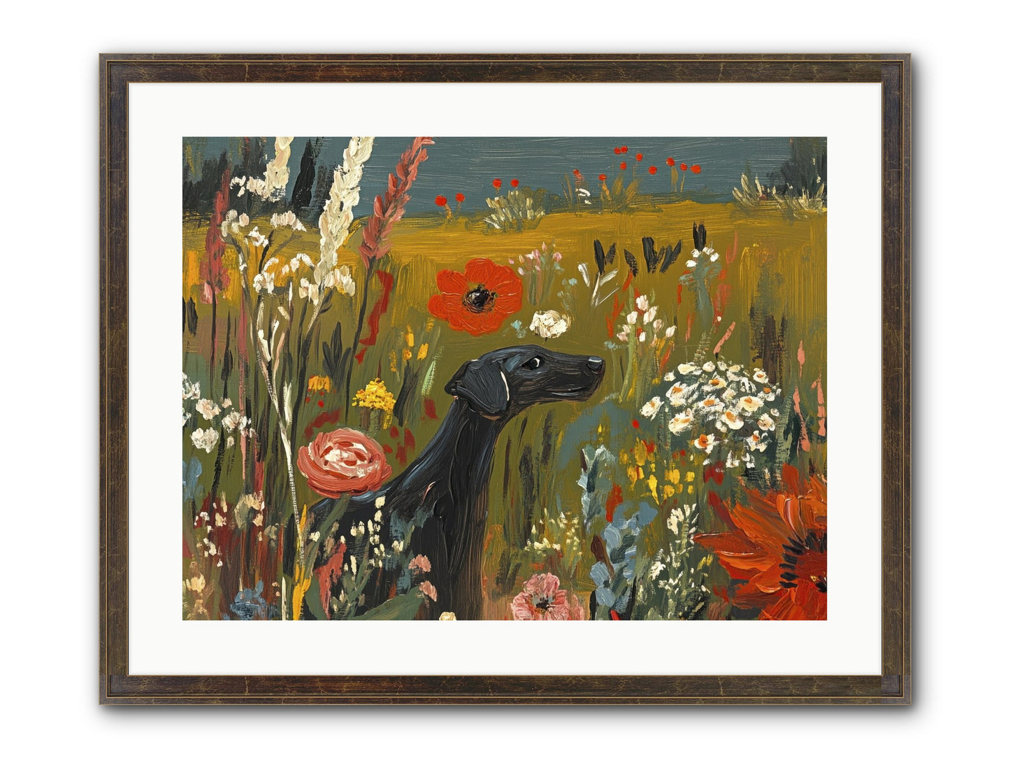 Flowers For My Love Framed Print - Slimwoods Black/Gold 24x18