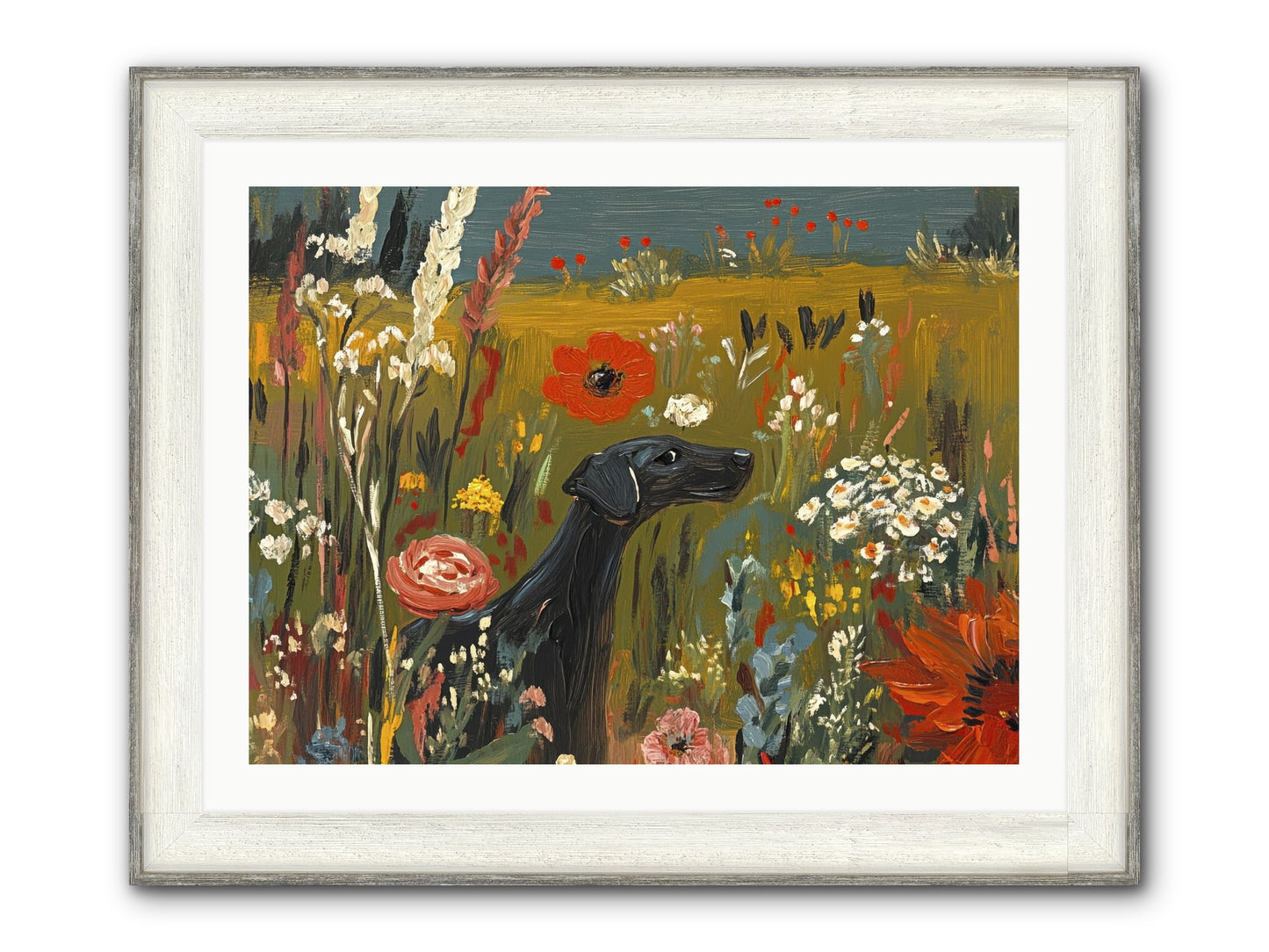 Flowers For My Love Framed Print - Driftwood White 32x24