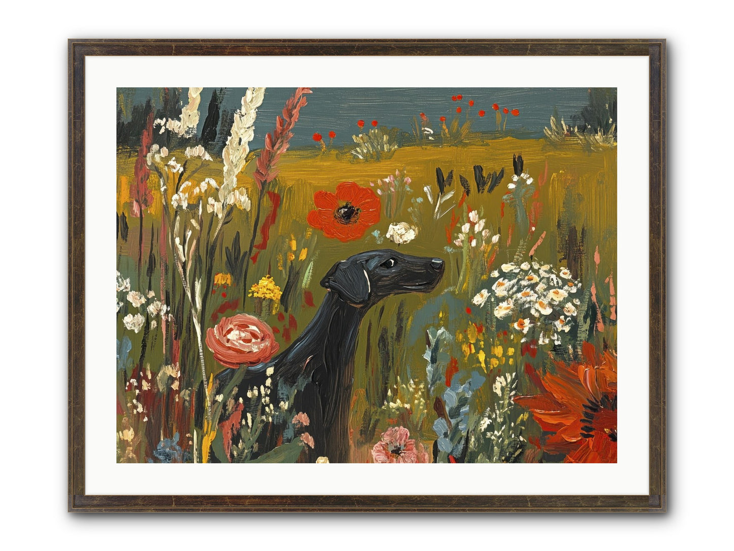 Flowers For My Love Framed Print - Slimwoods Black/Gold 32x24