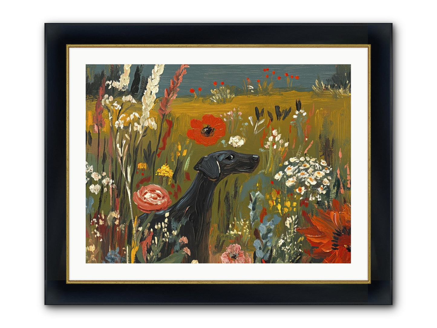 Flowers For My Love Framed Print - Wide Black w/Gold 32x24
