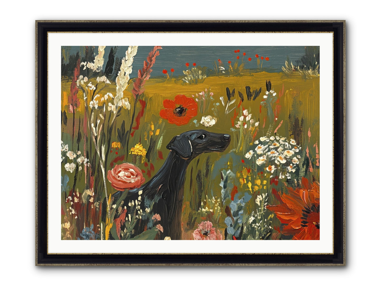 Flowers For My Love Framed Print - Black & Gold 40x30