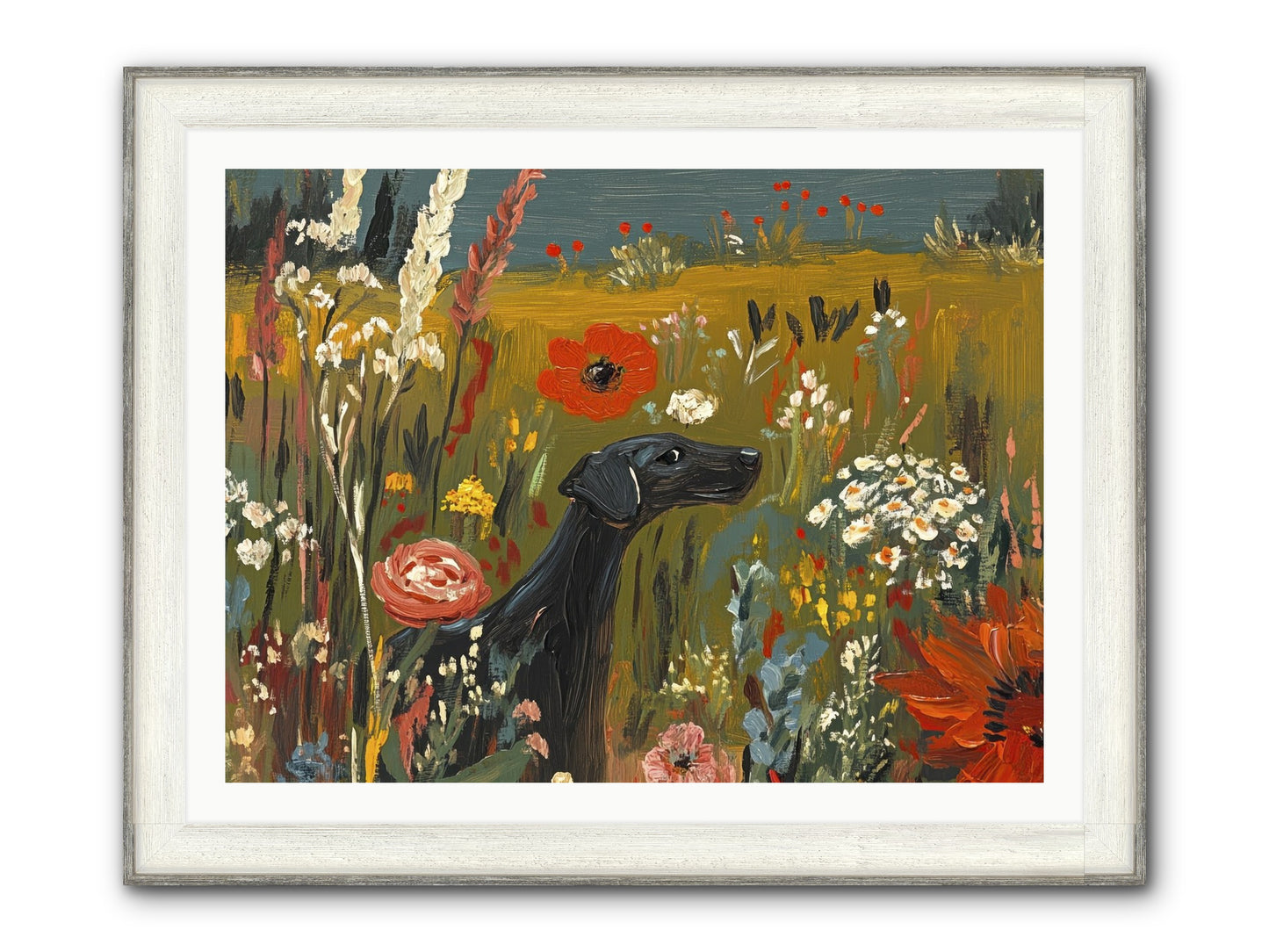 Flowers For My Love Framed Print - Driftwood White 40x30