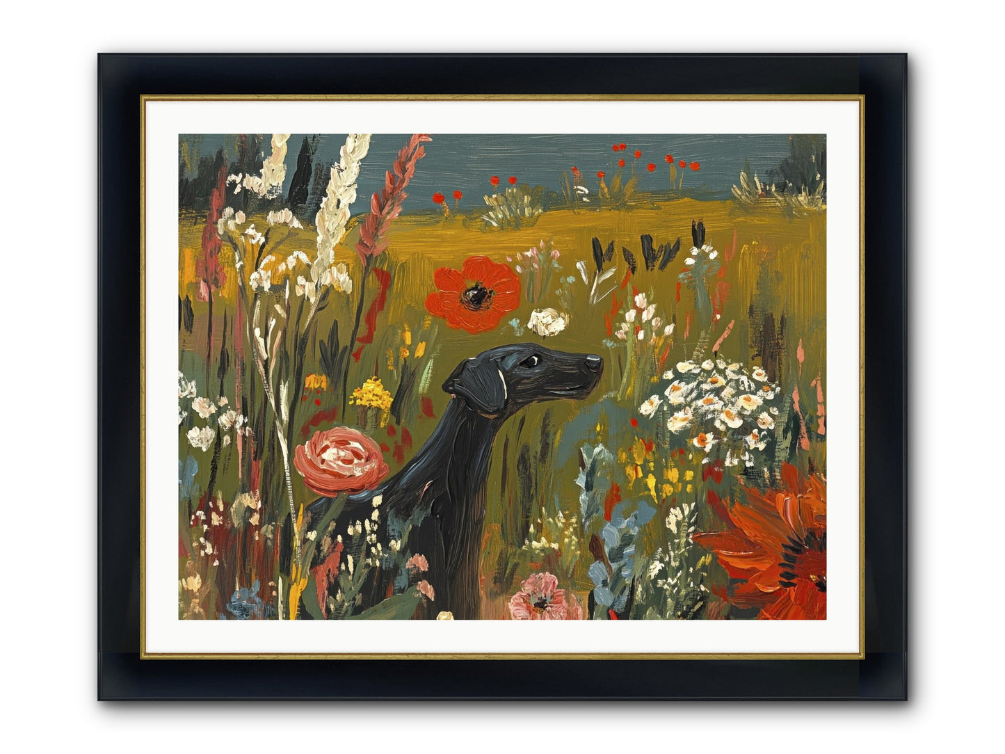 Flowers For My Love Framed Print - Wide Black w/Gold 40x30