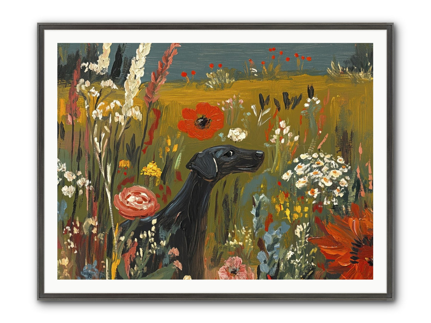 Flowers For My Love Framed Print - Slimwoods Black/Silver 48x36