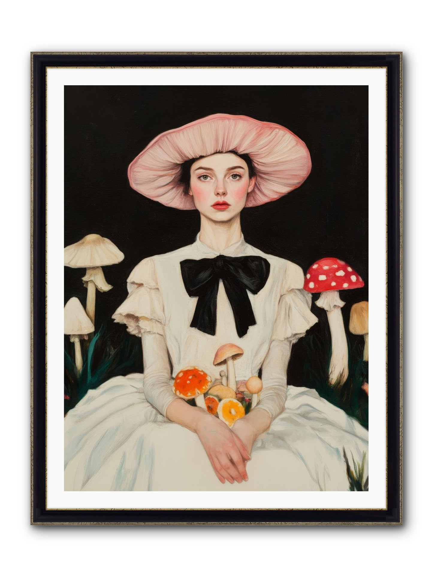 Forest Floor Queen Framed Print - Black & Gold 36x48