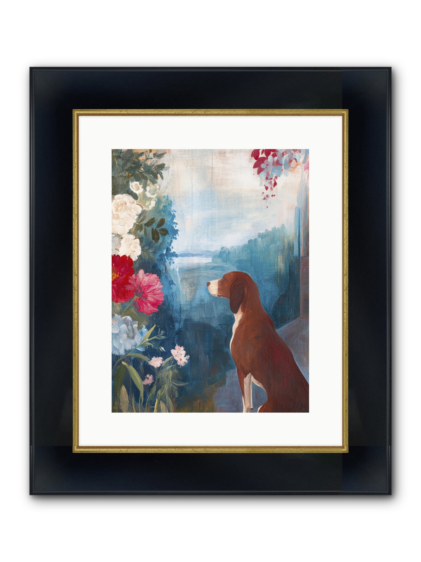 Forest Path Companion Framed Print - Wide Black w/Gold 12x16