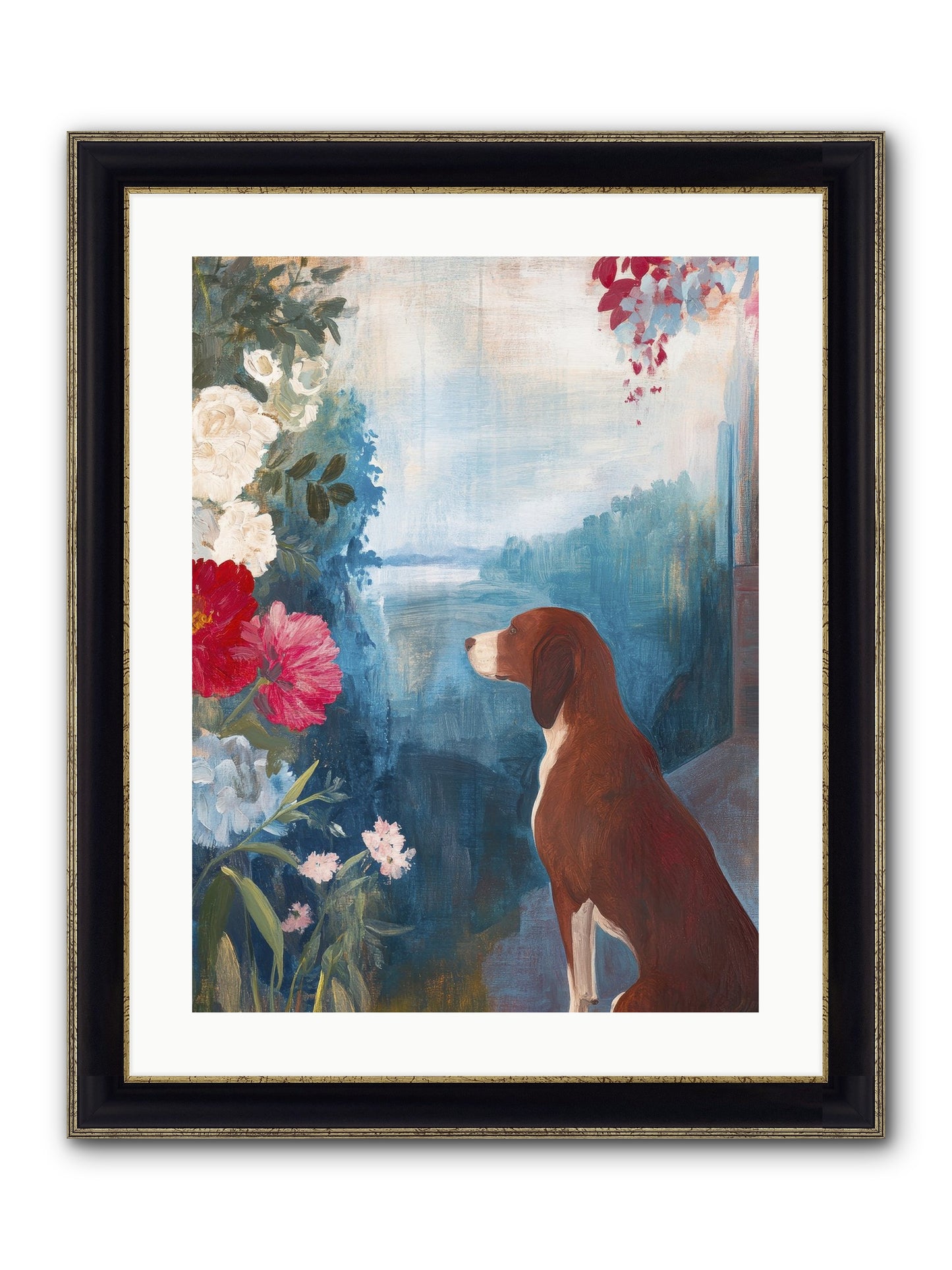 Forest Path Companion Framed Print - Black & Gold 18x24