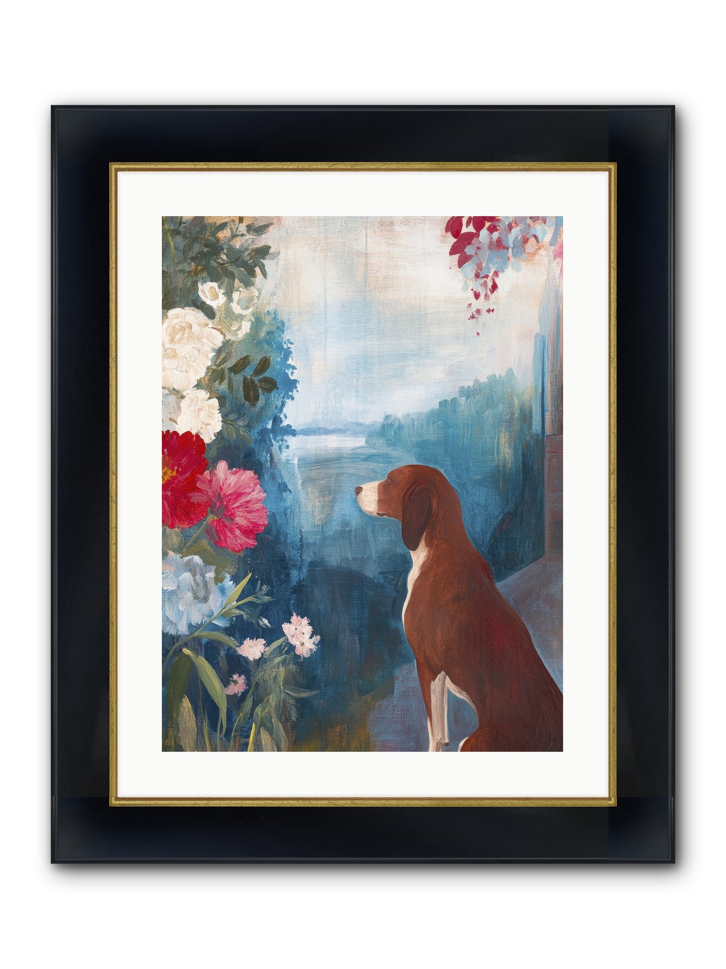 Forest Path Companion Framed Print - Wide Black w/Gold 18x24