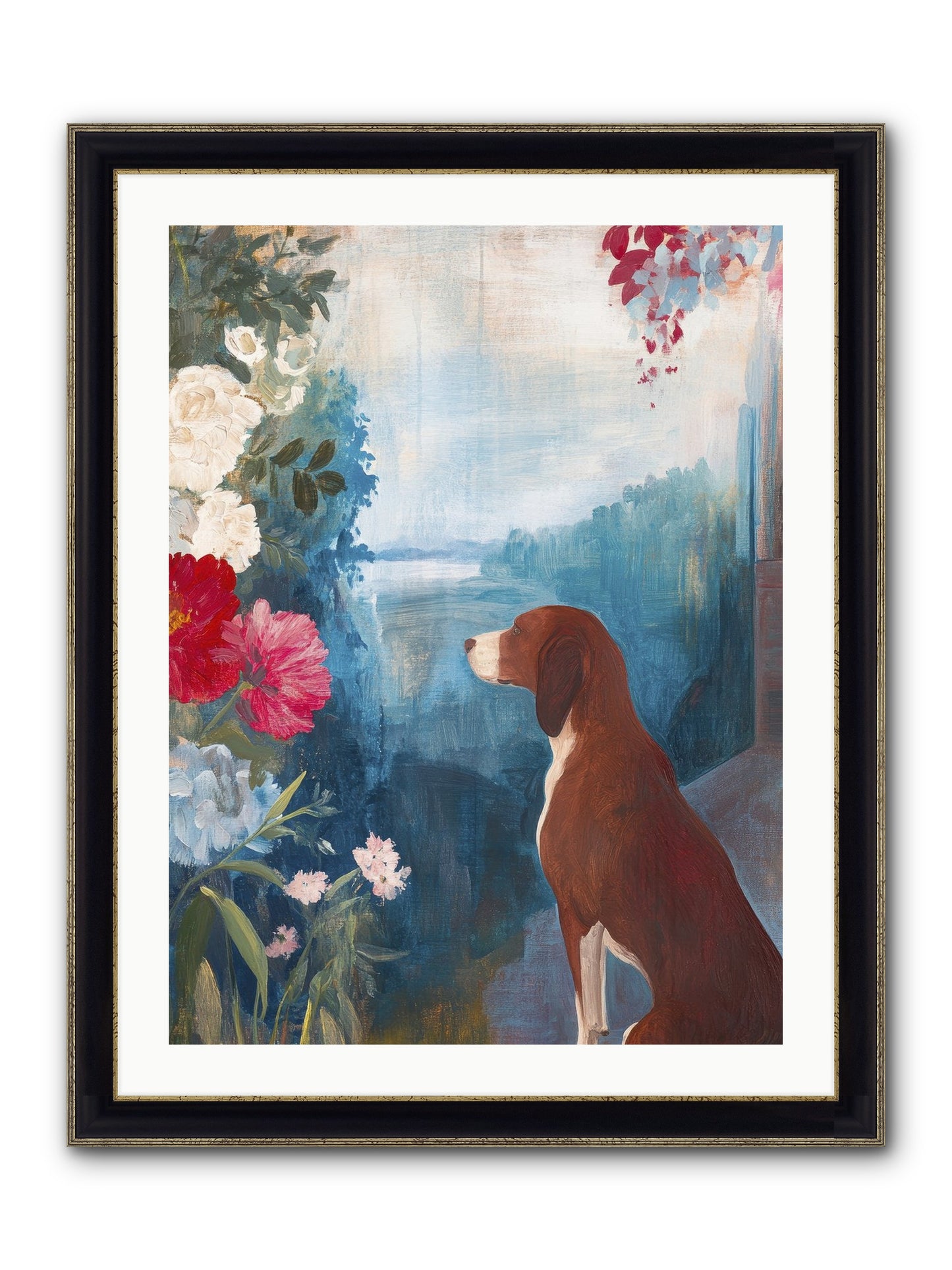 Forest Path Companion Framed Print - Black & Gold 24x32