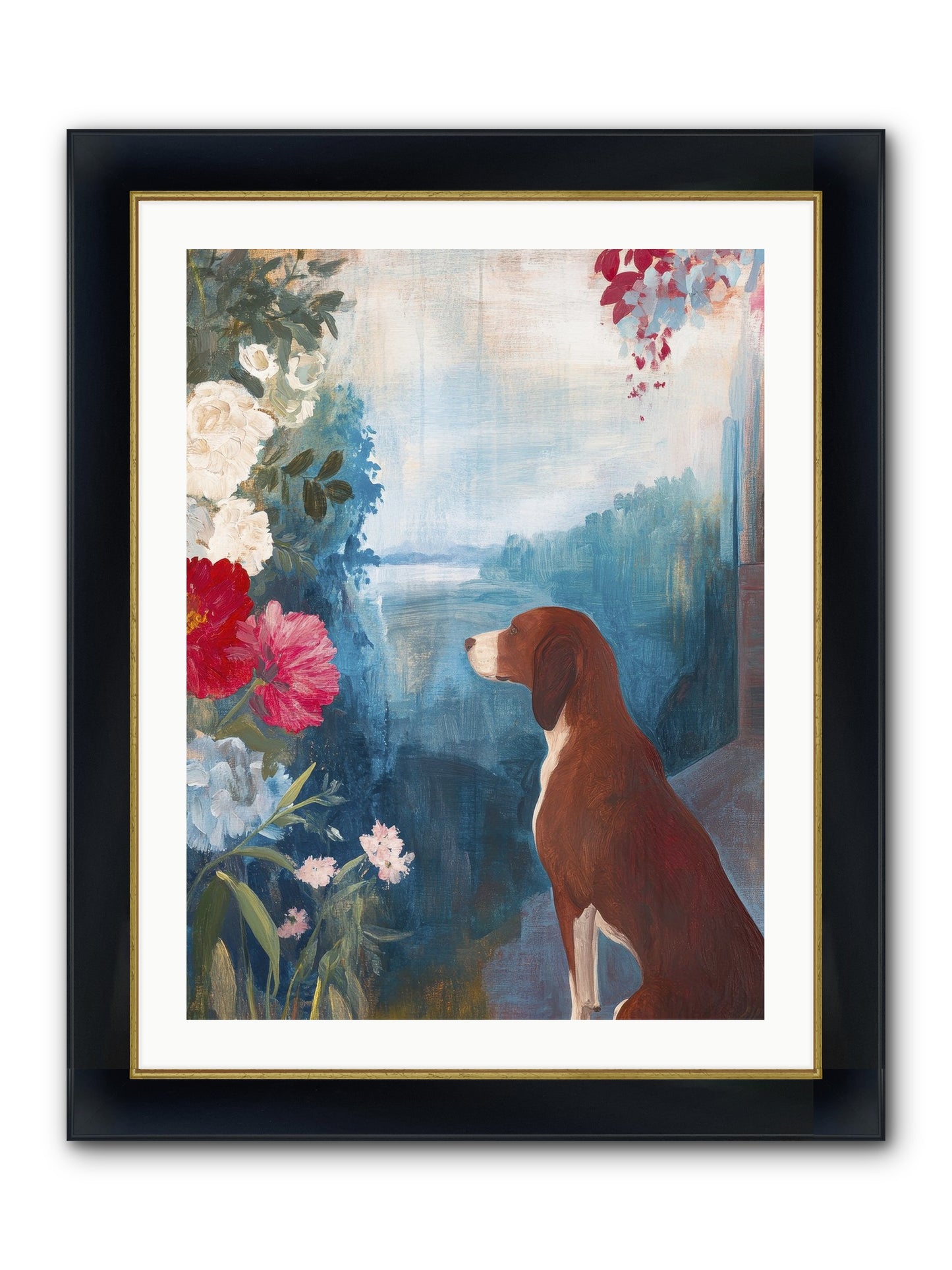 Forest Path Companion Framed Print - Wide Black w/Gold 24x32