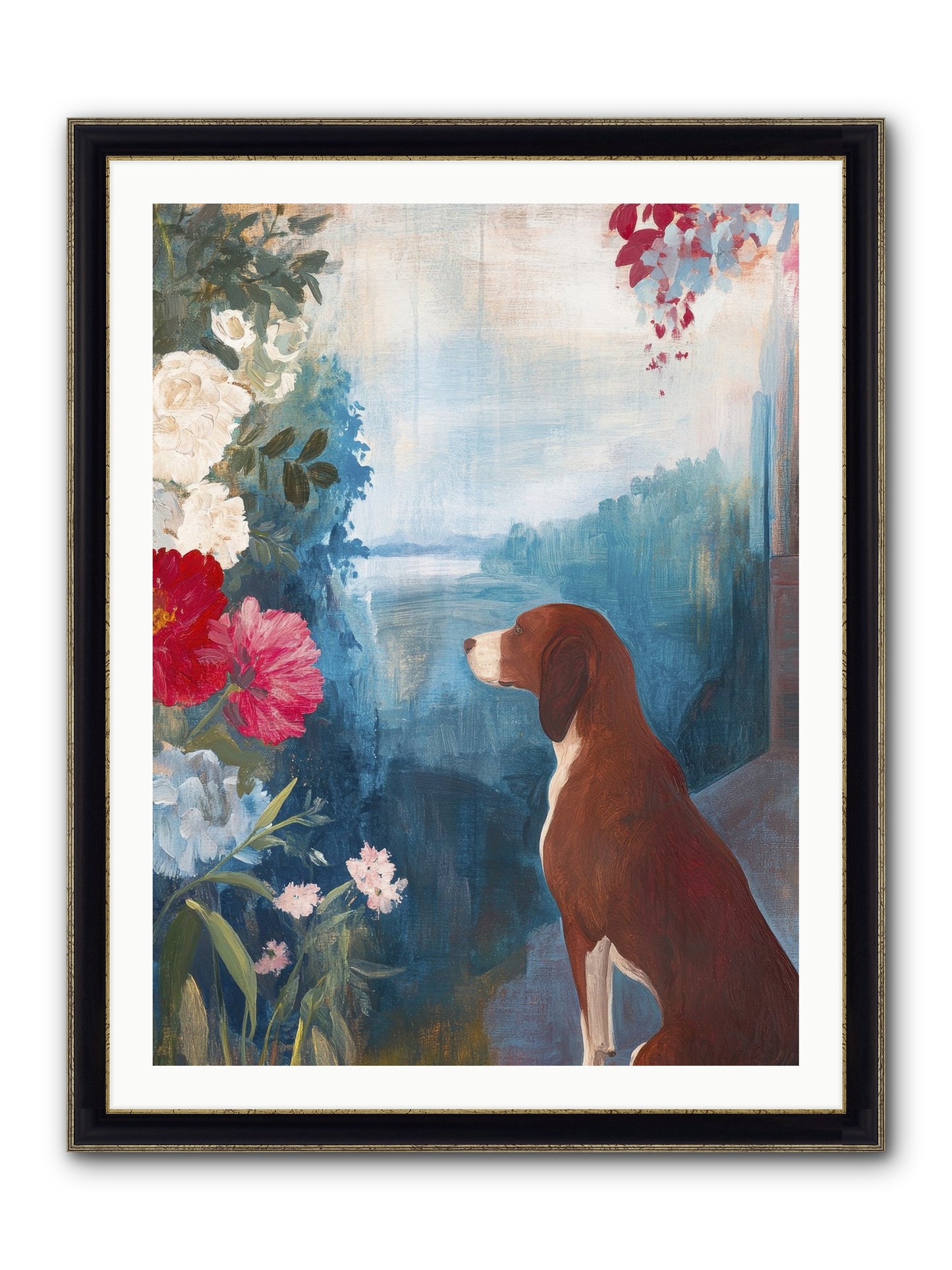 Forest Path Companion Framed Print - Black & Gold 30x40