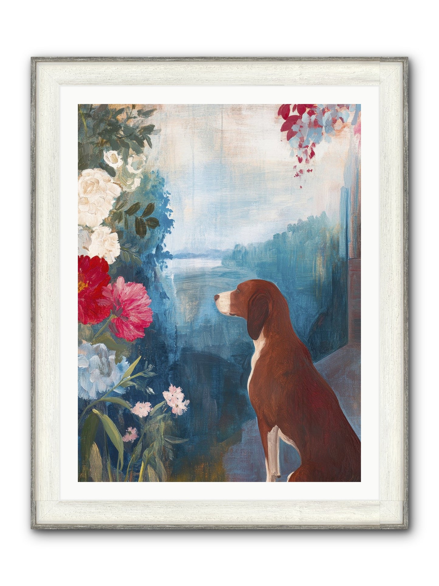 Forest Path Companion Framed Print - Driftwood White 30x40