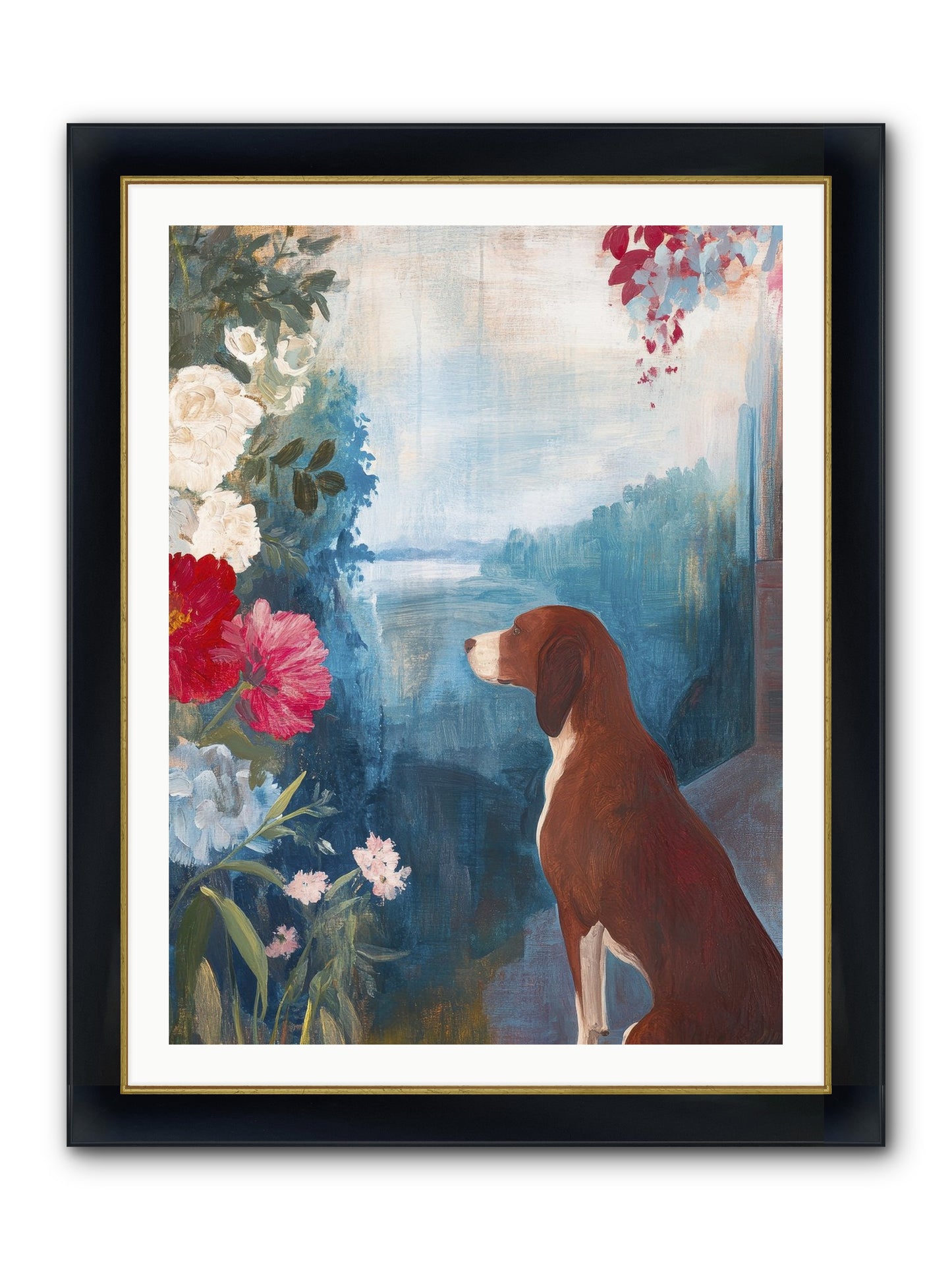 Forest Path Companion Framed Print - Wide Black w/Gold 30x40