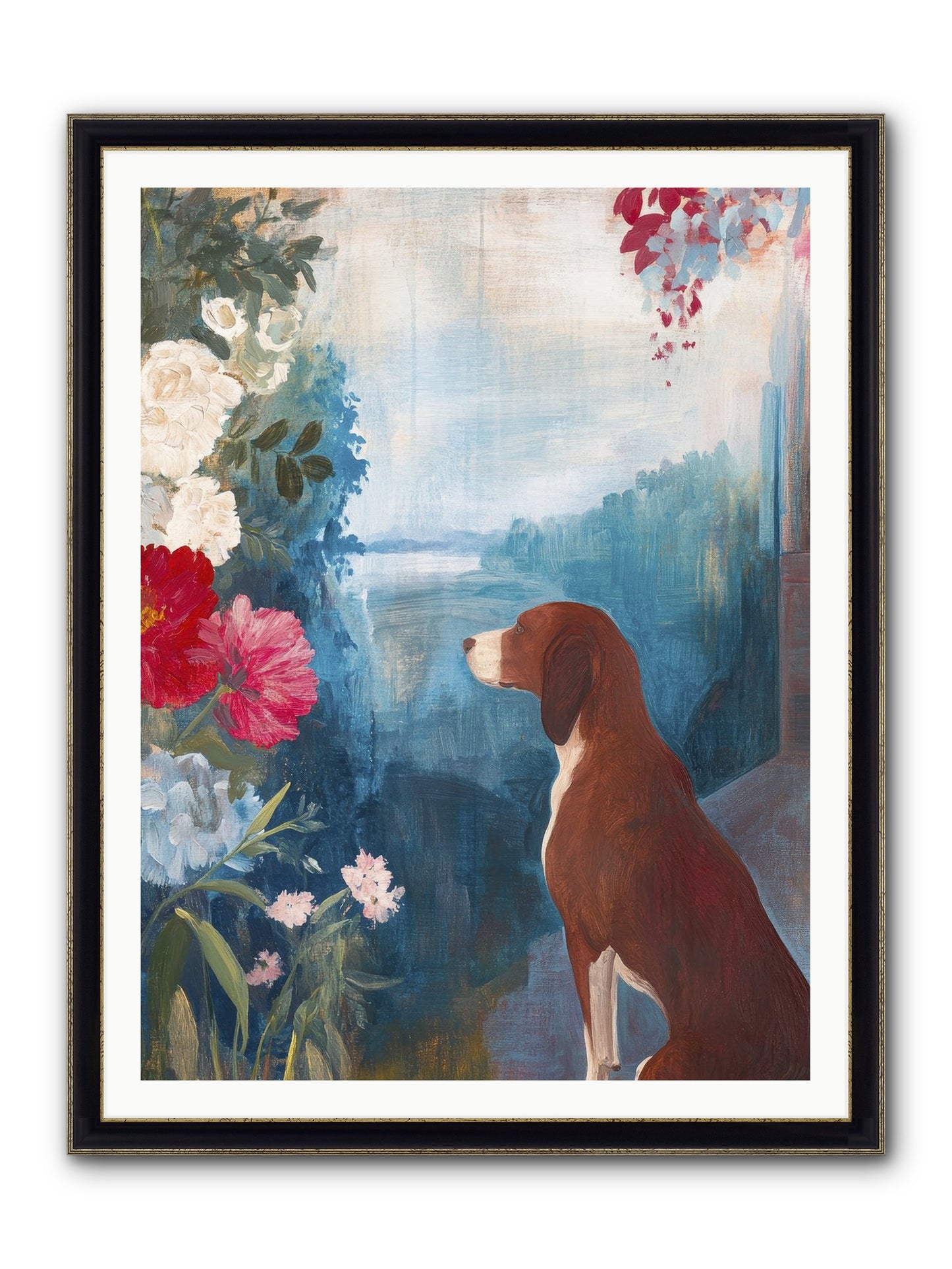 Forest Path Companion Framed Print - Black & Gold 36x48