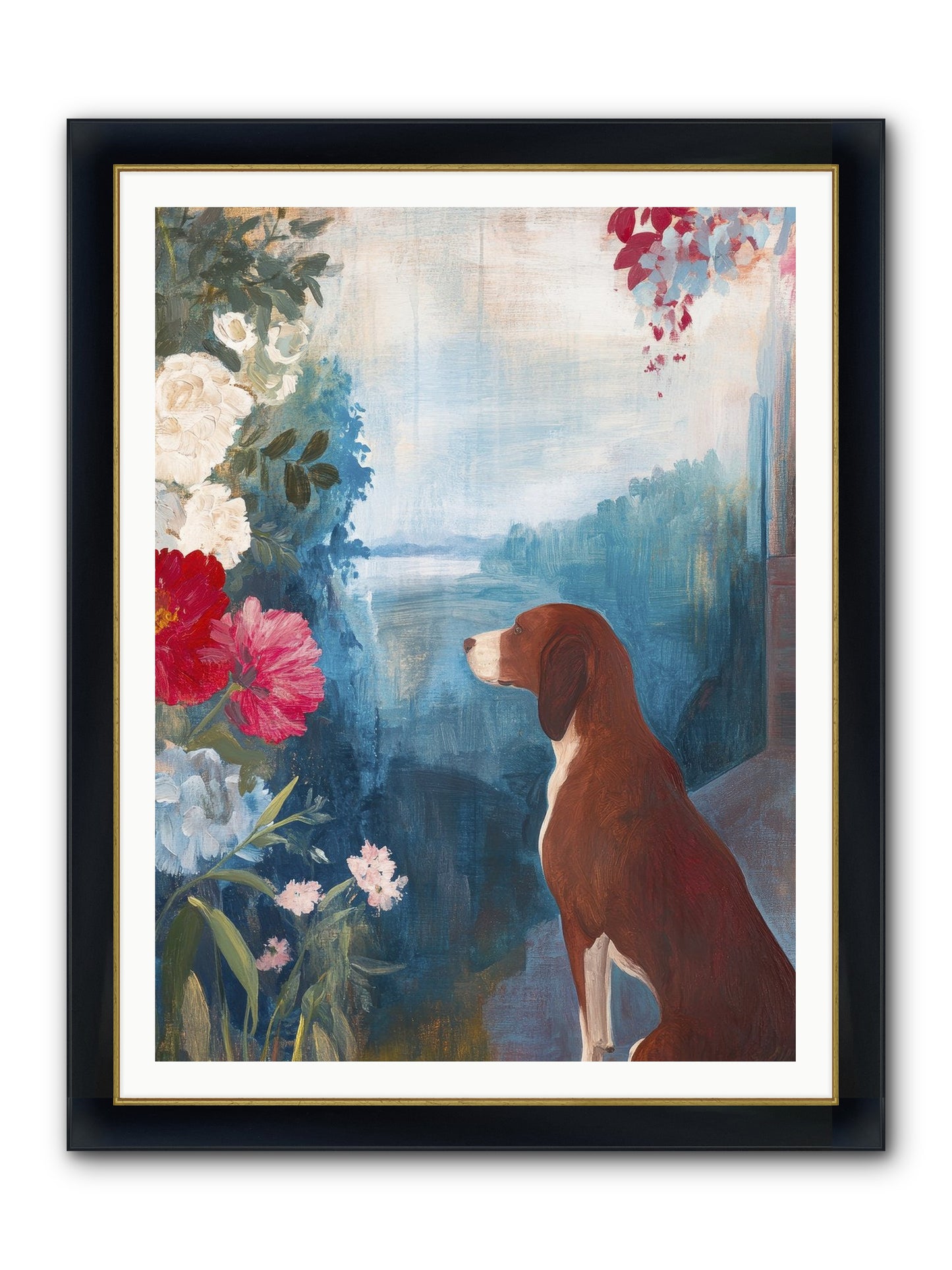 Forest Path Companion Framed Print - Wide Black w/Gold 36x48