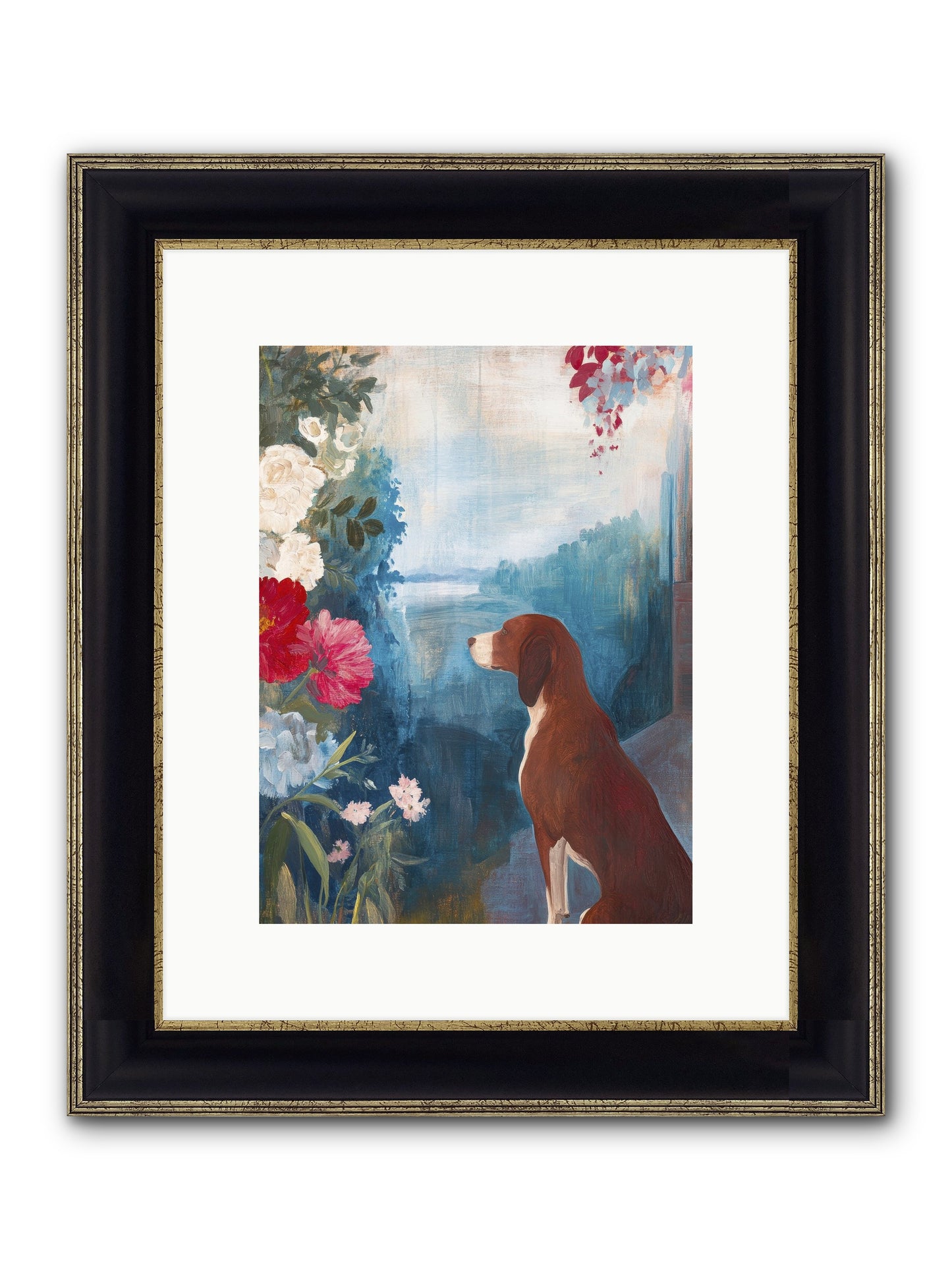 Forest Path Companion Framed Print - Black & Gold 9x12