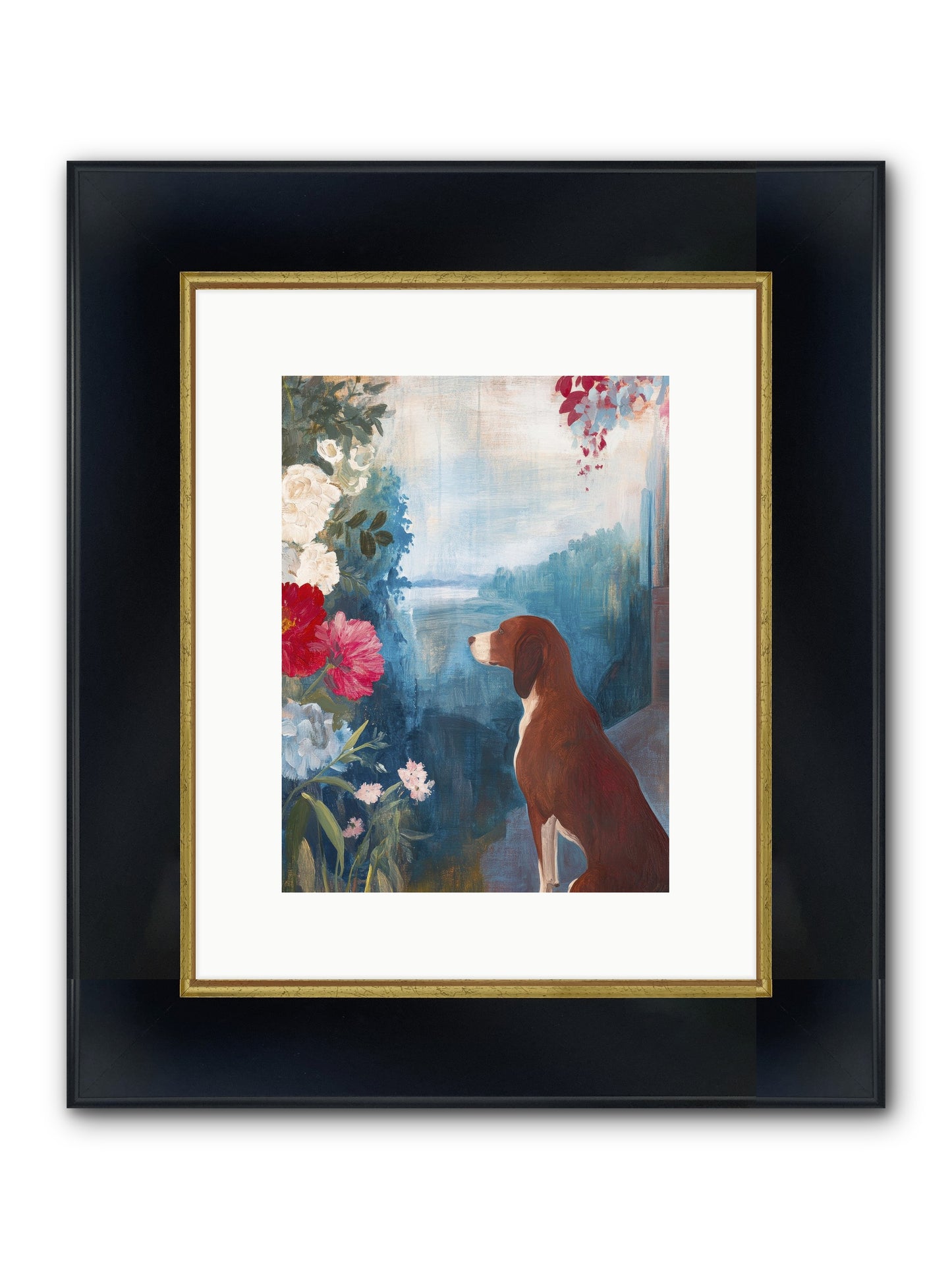 Forest Path Companion Framed Print - Wide Black w/Gold 9x12