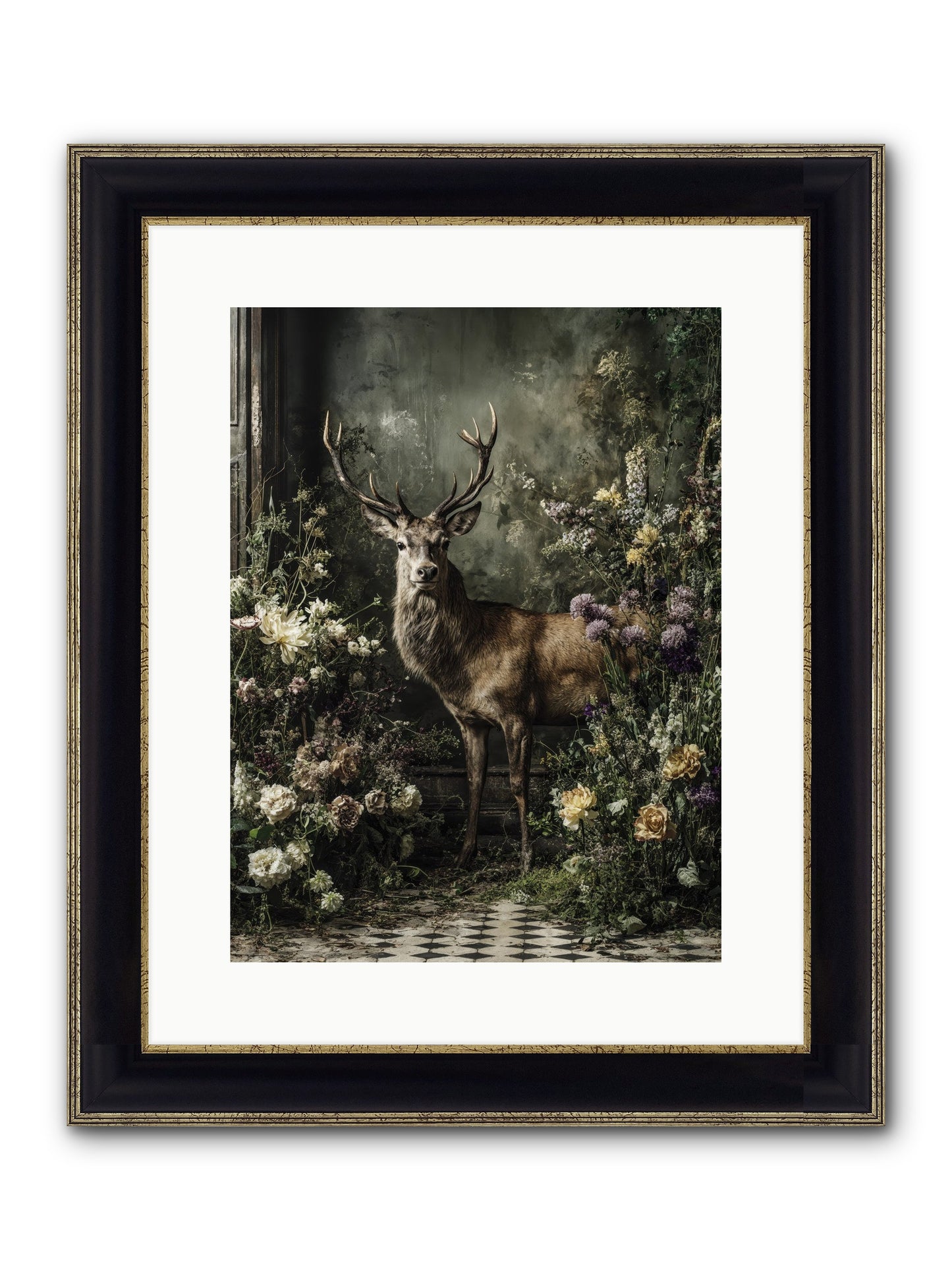 Forest Sprite Framed Print - Black & Gold 12x16