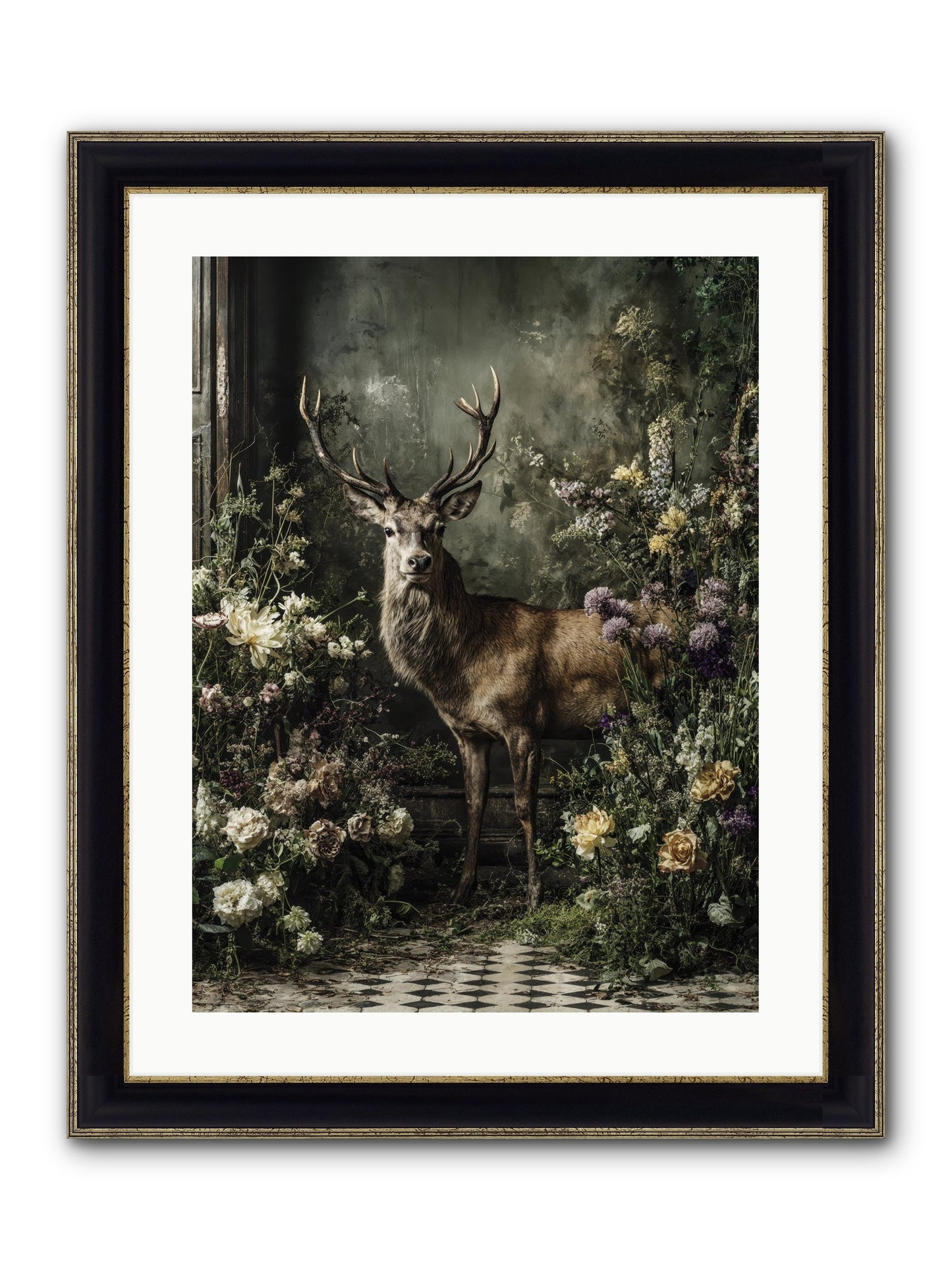Forest Sprite Framed Print - Black & Gold 18x24