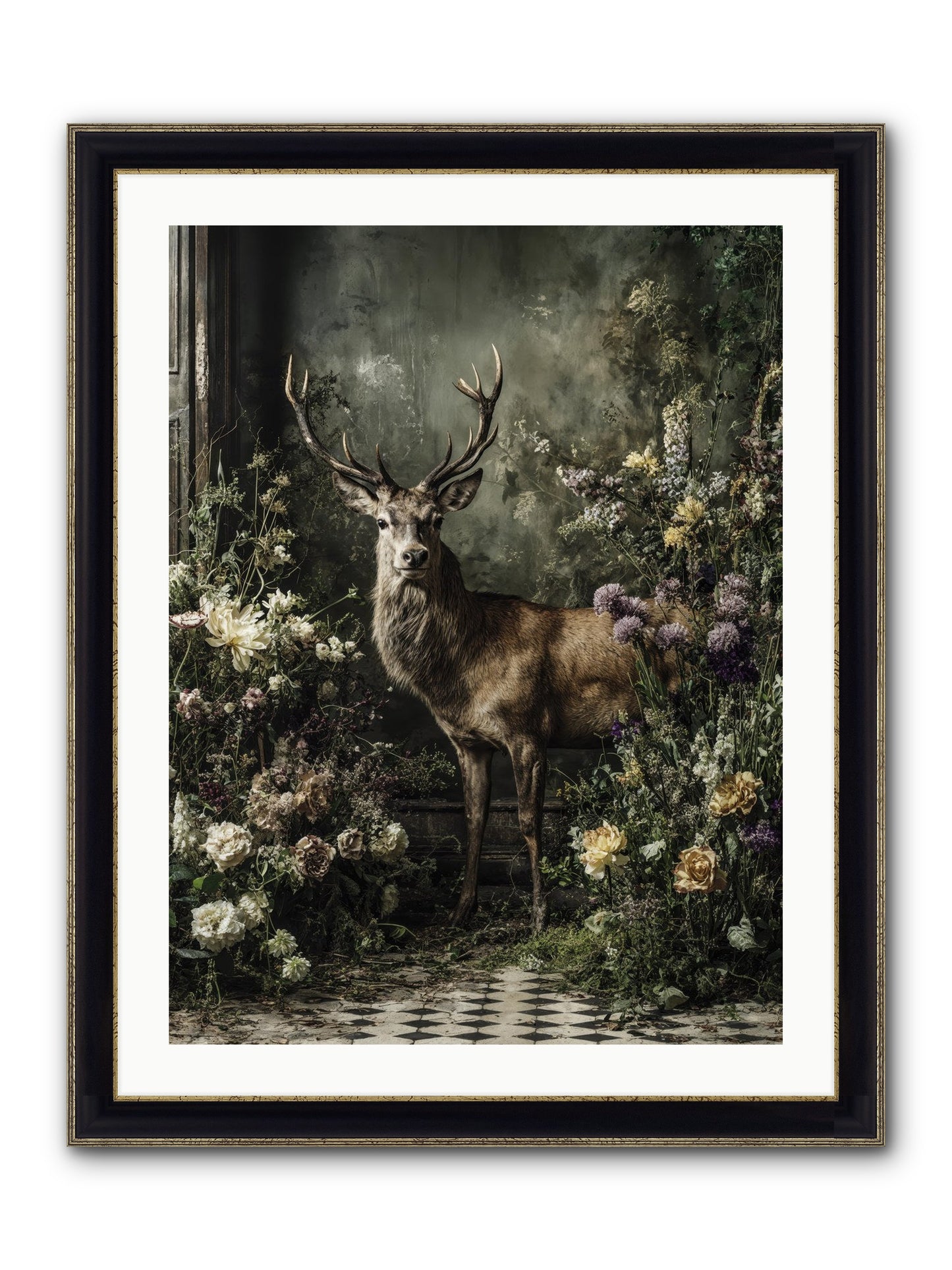 Forest Sprite Framed Print - Black & Gold 24x32