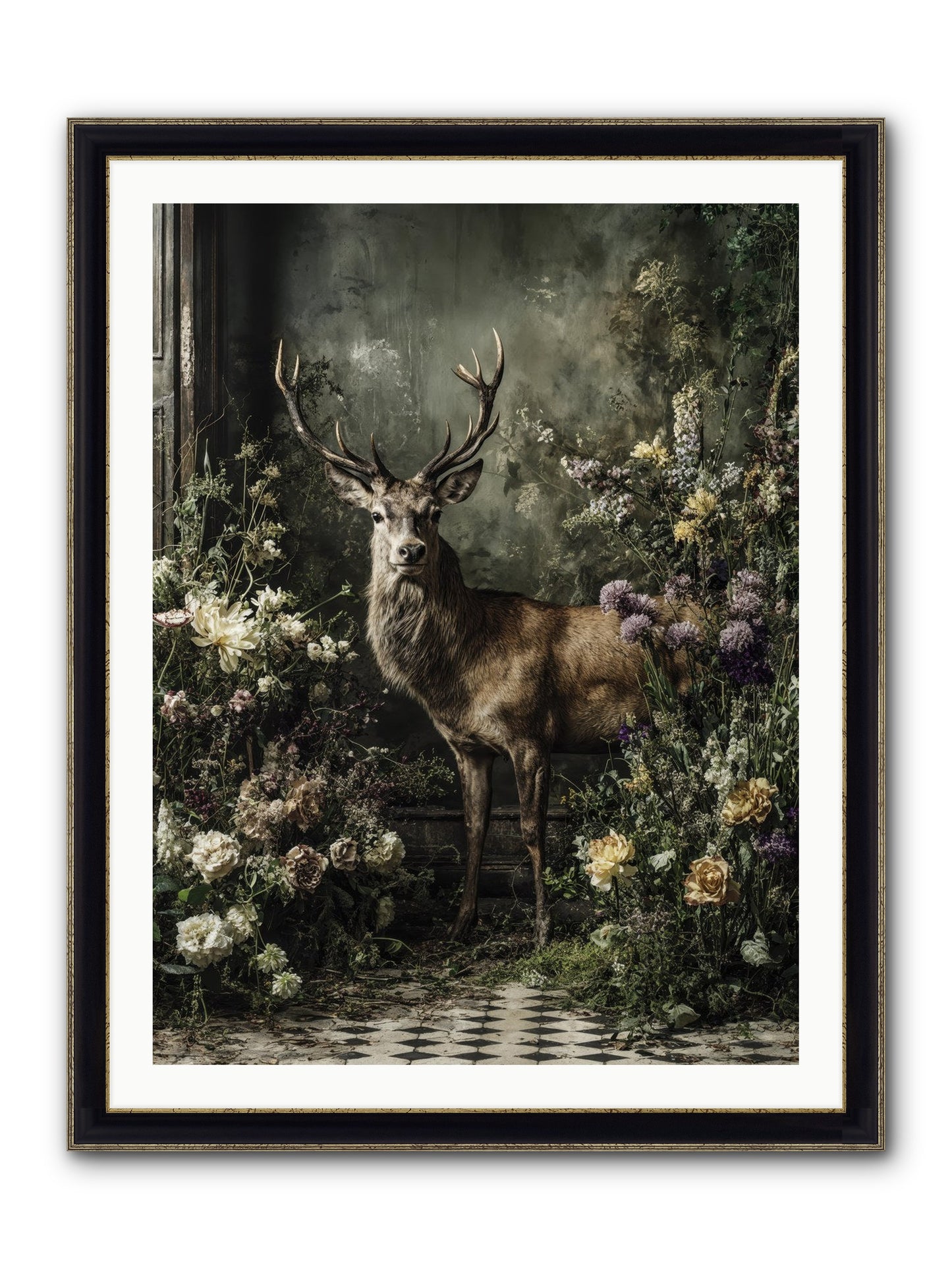 Forest Sprite Framed Print - Black & Gold 30x40