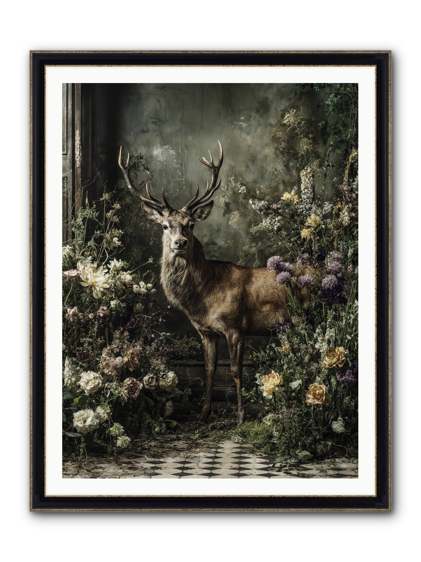 Forest Sprite Framed Print - Black & Gold 36x48