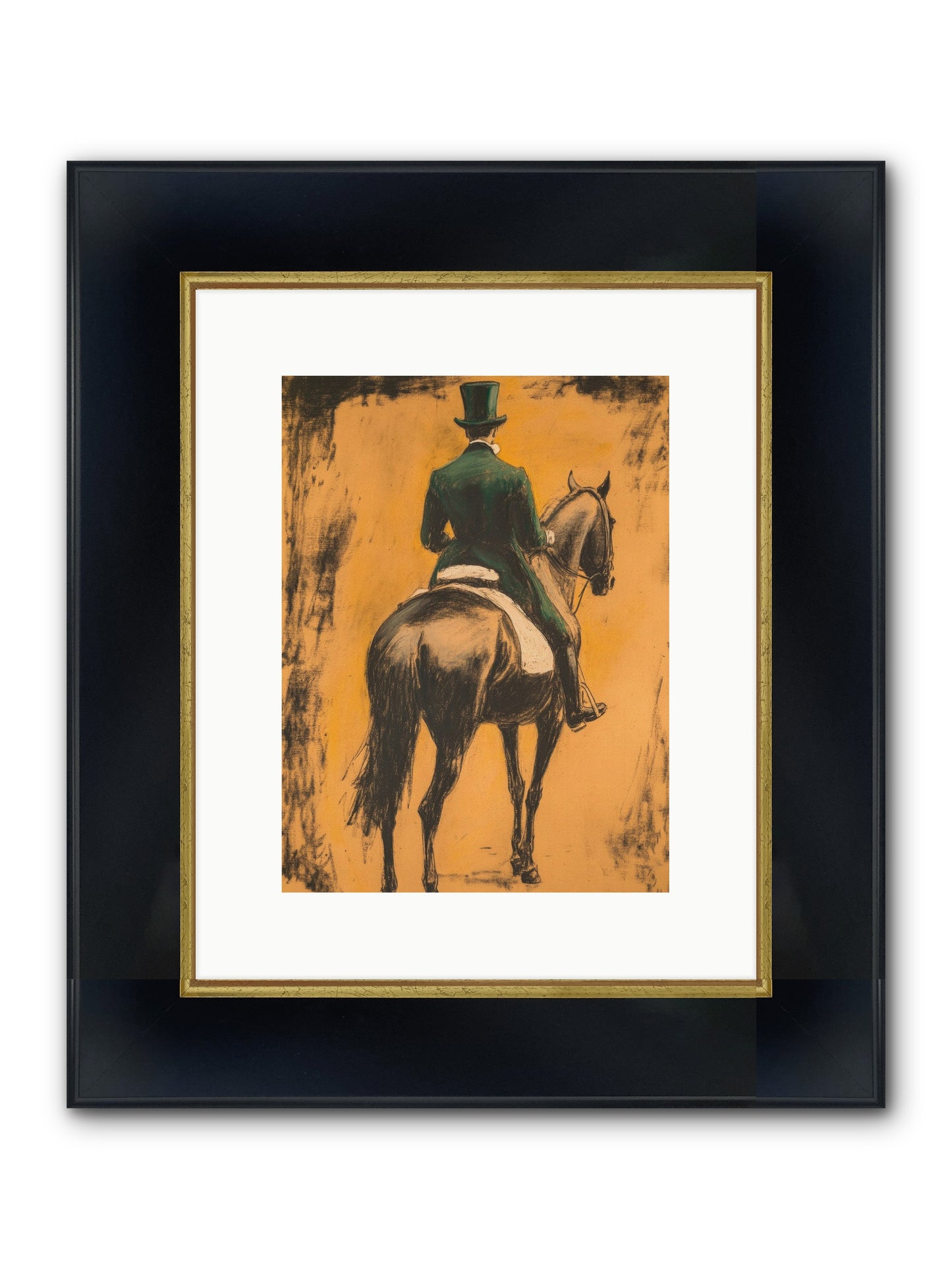 Forest & Steed Framed Print - Wide Black w/Gold 9x12