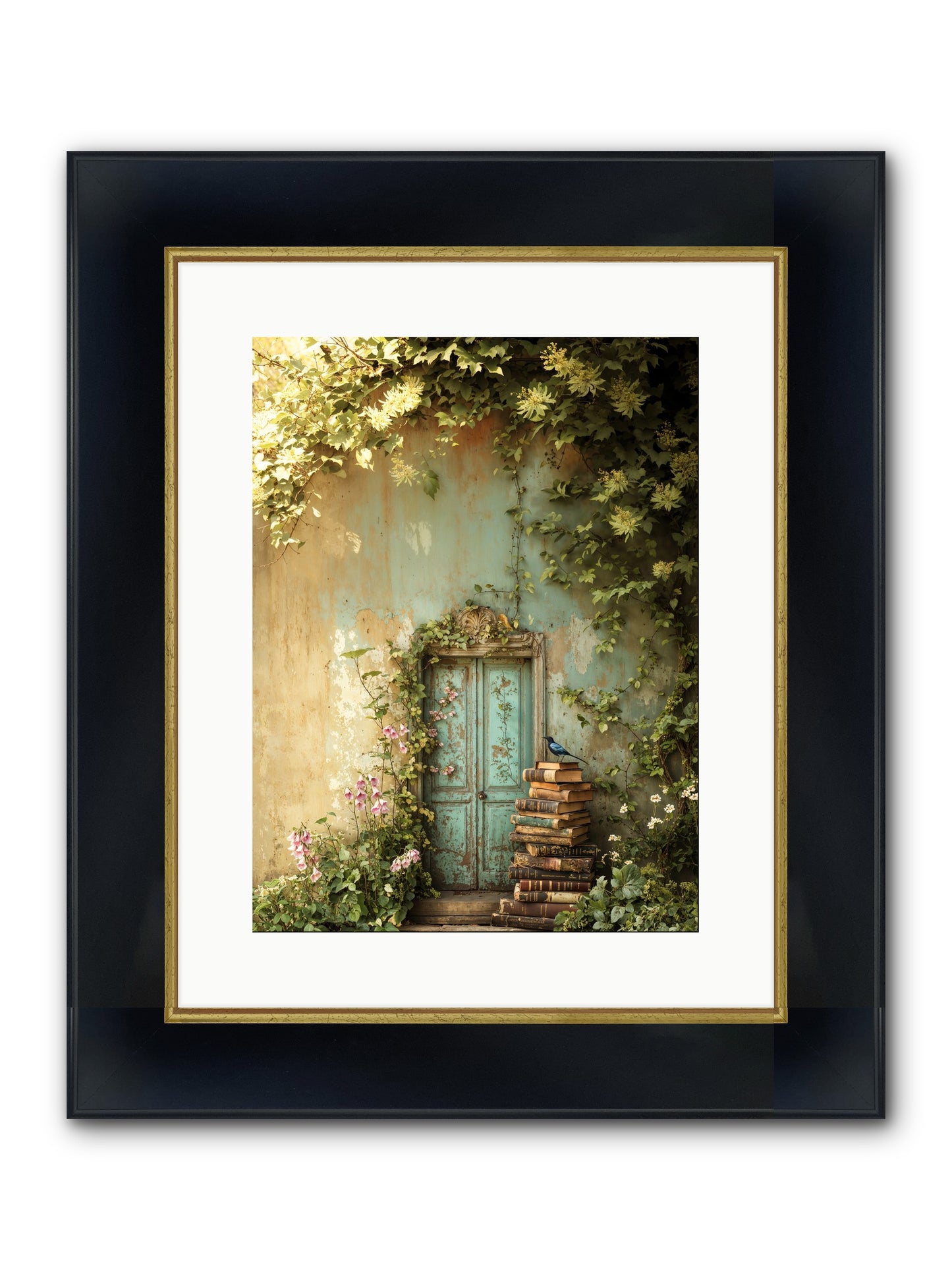 Forgotten Folios Framed Print - Wide Black w/Gold 12x16