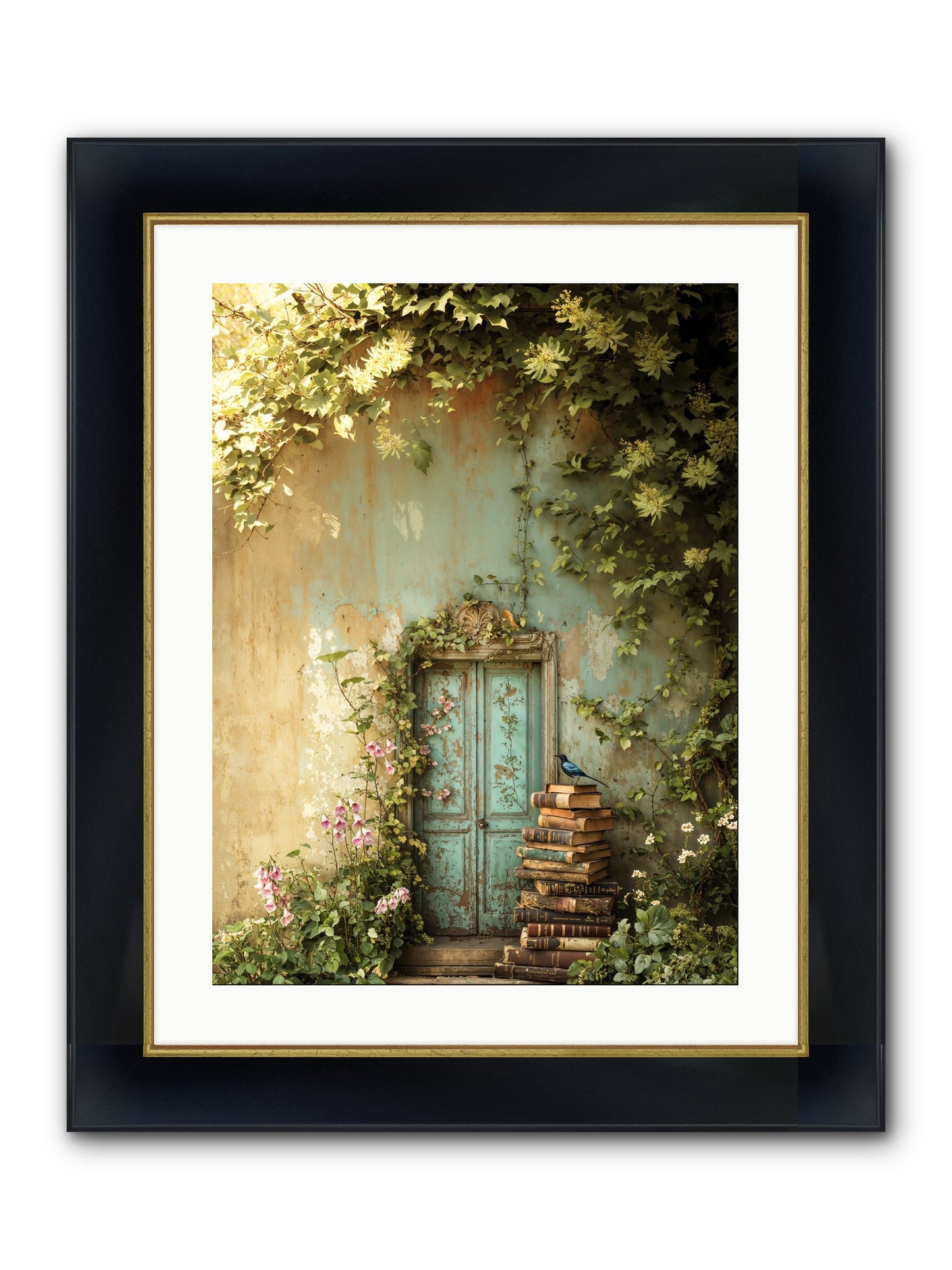 Forgotten Folios Framed Print - Wide Black w/Gold 18x24