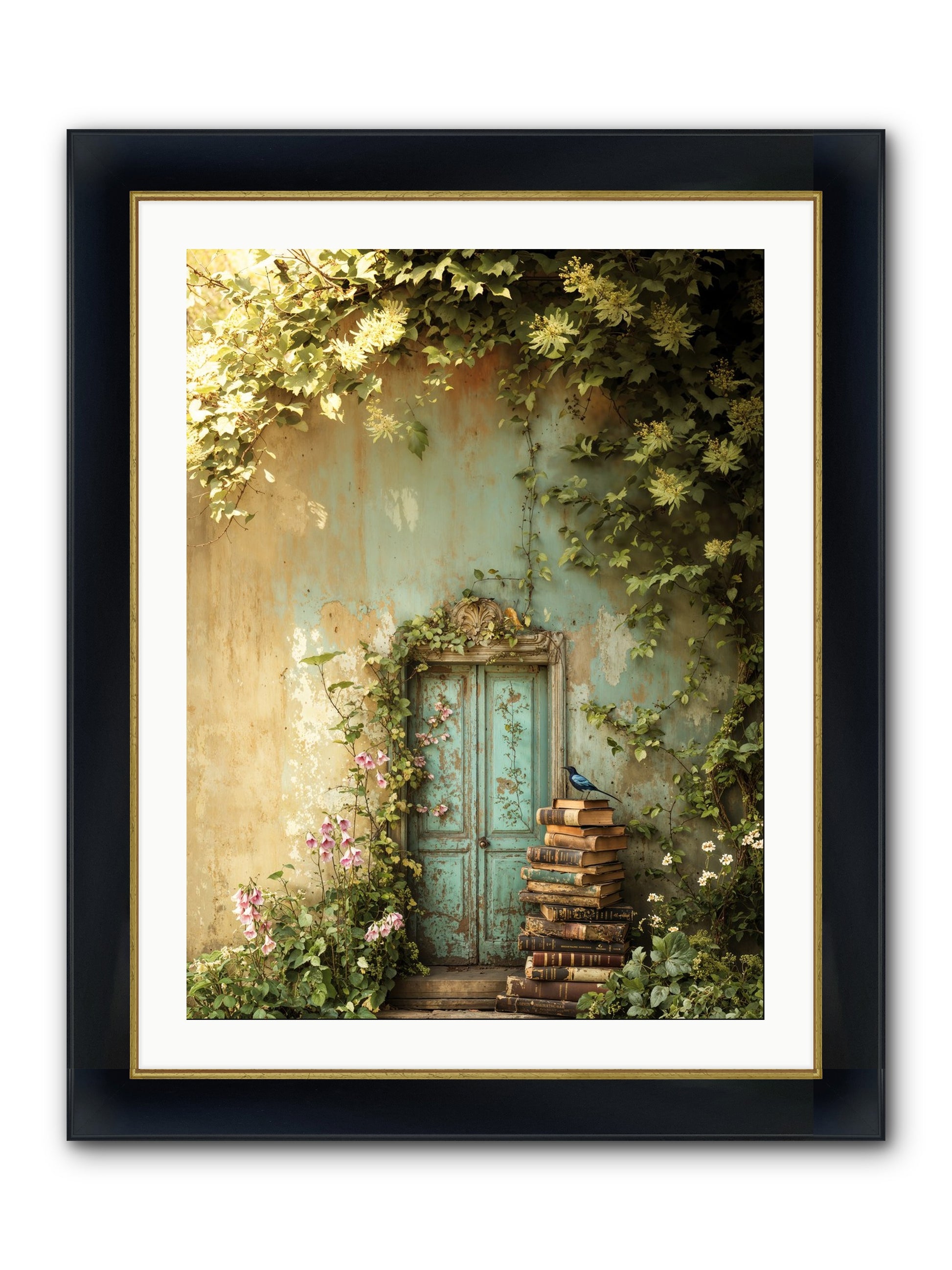 Forgotten Folios Framed Print - Wide Black w/Gold 24x32