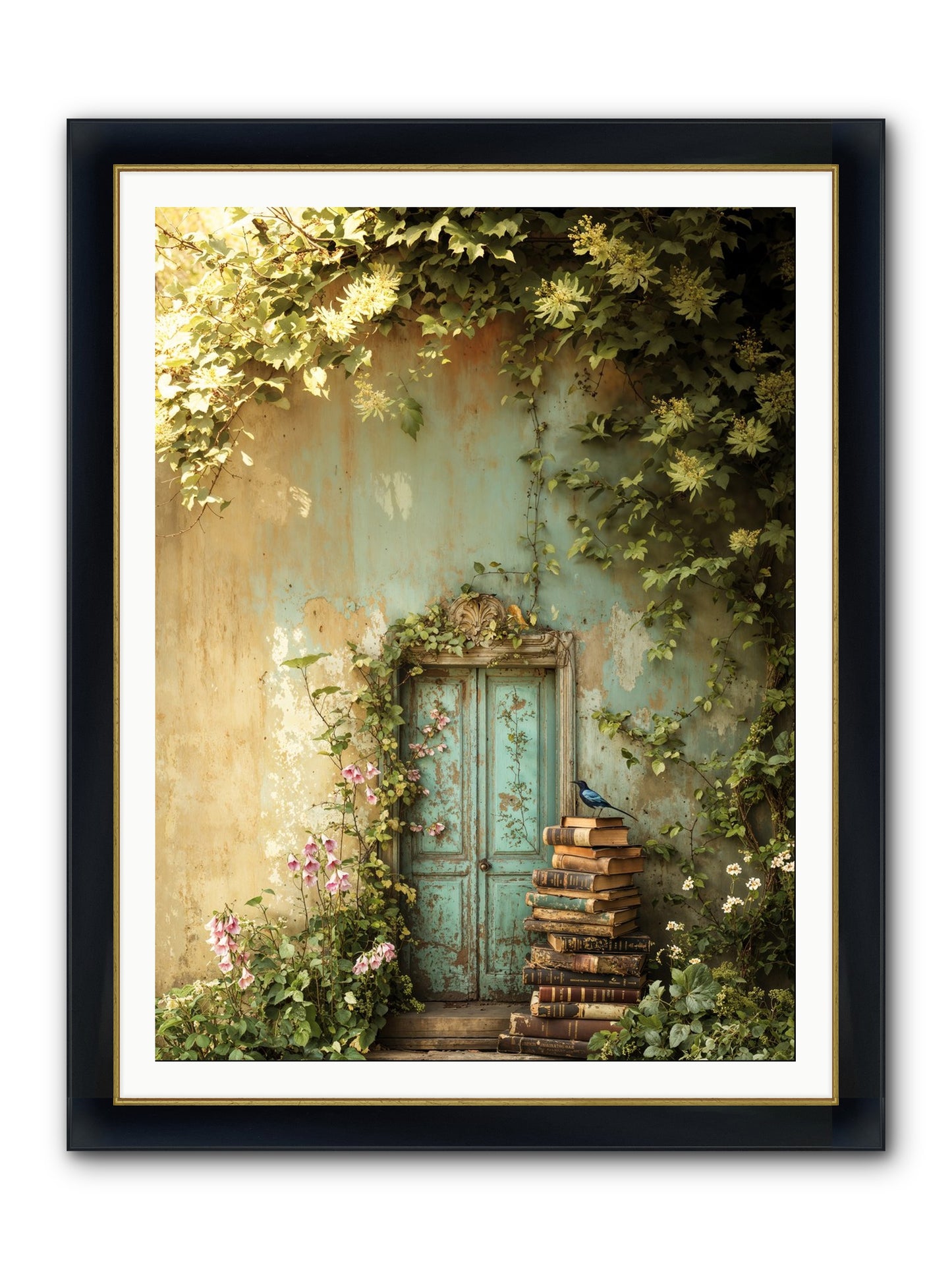 Forgotten Folios Framed Print - Wide Black w/Gold 36x48