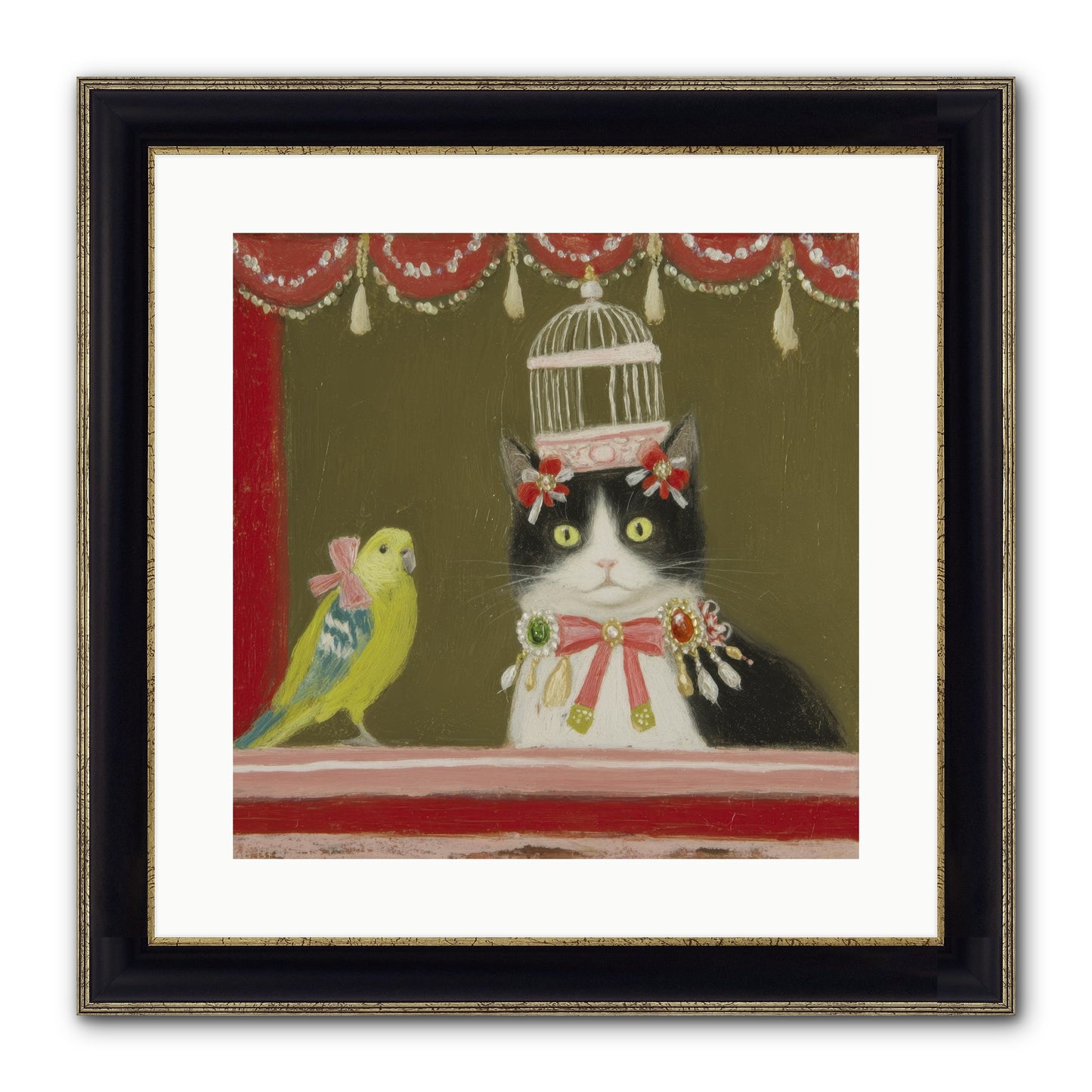 Forgotten Garden Tales Framed Print - Black & Gold 16x16