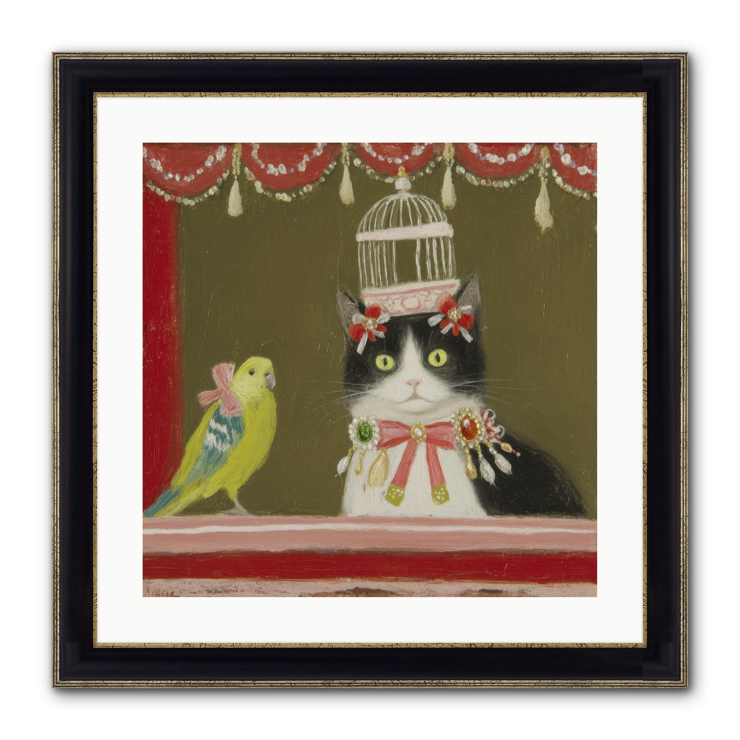 Forgotten Garden Tales Framed Print - Black & Gold 20x20