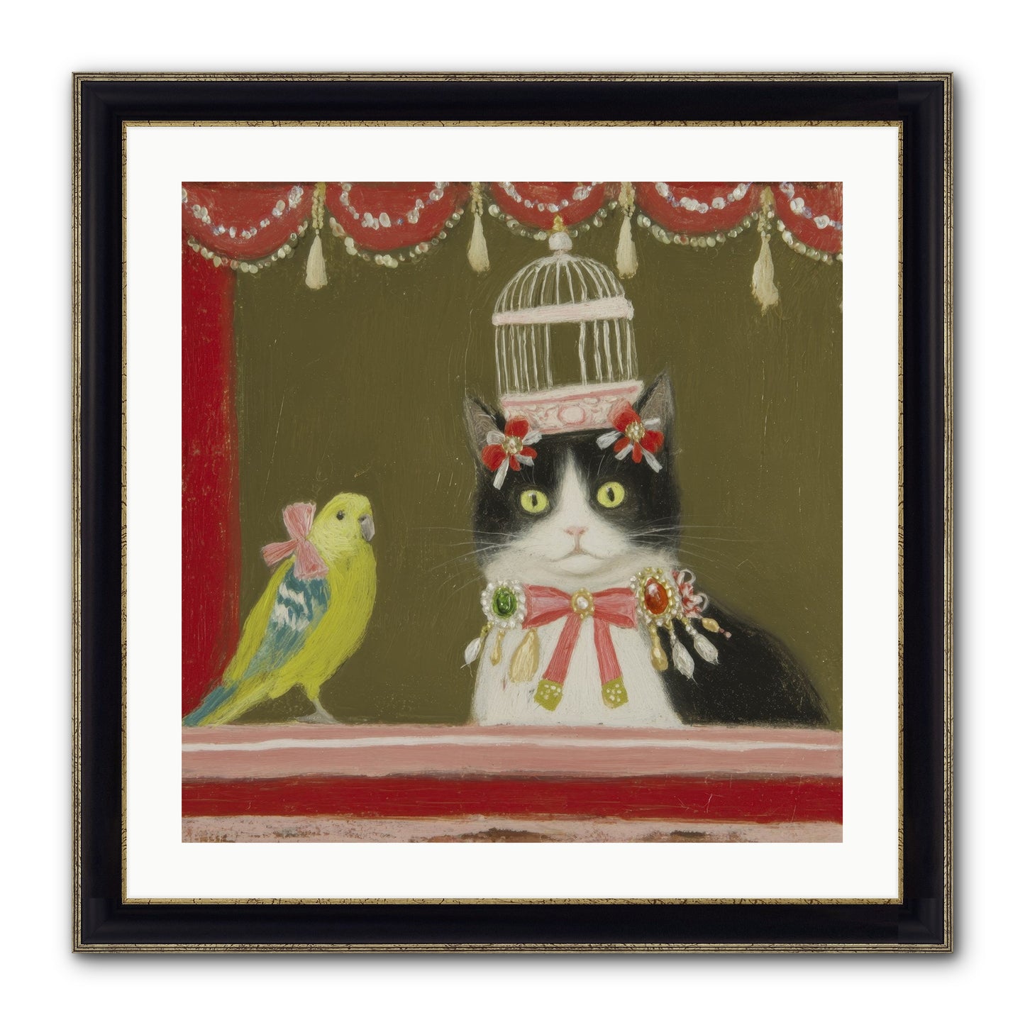 Forgotten Garden Tales Framed Print - Black & Gold 24x24