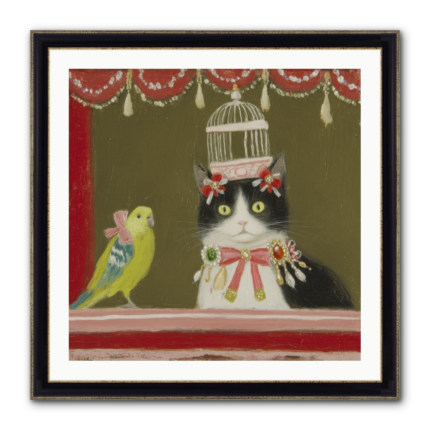Forgotten Garden Tales Framed Print - Black & Gold 30x30