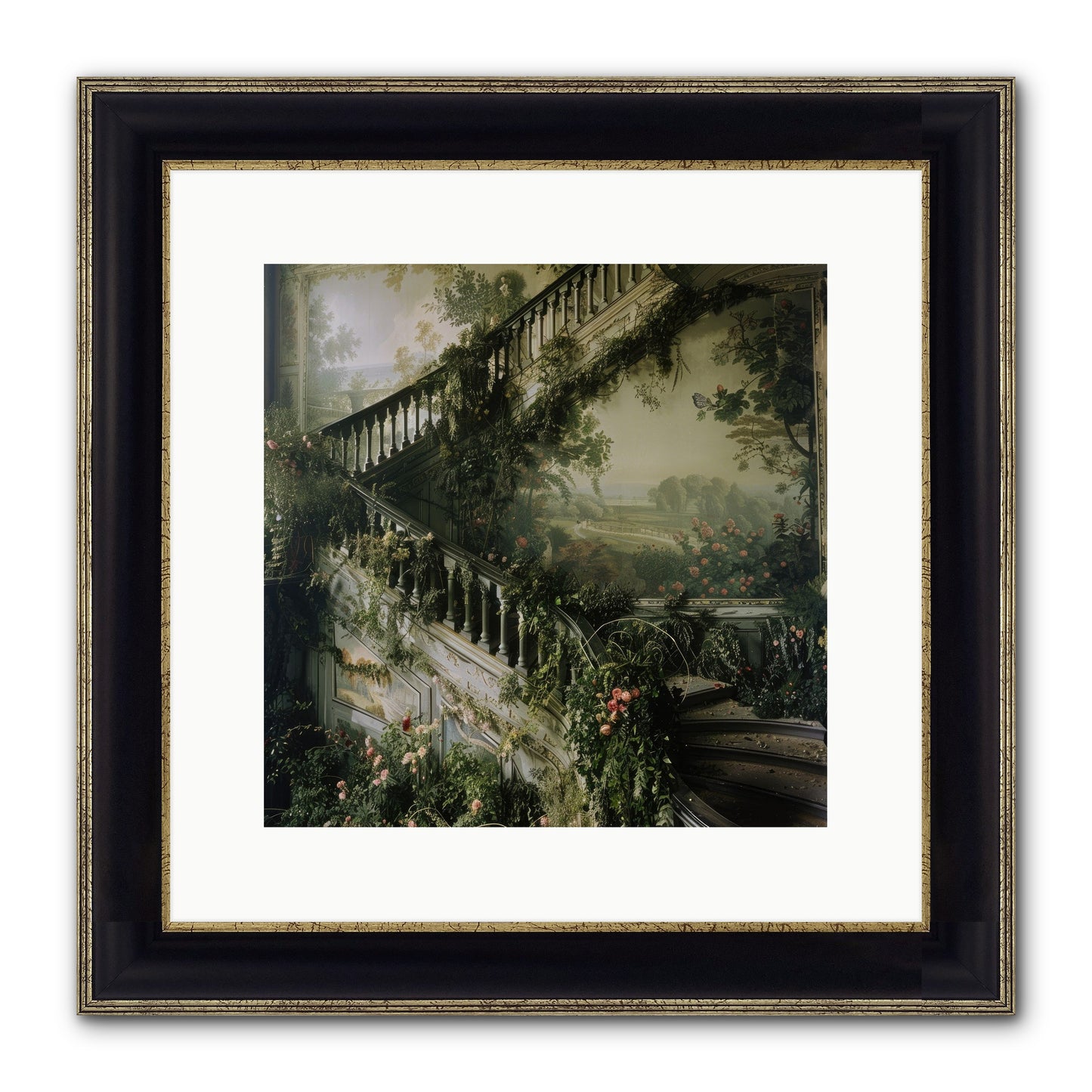 Forgotten Wonderland No. 1 Framed Print - Black & Gold 12x12