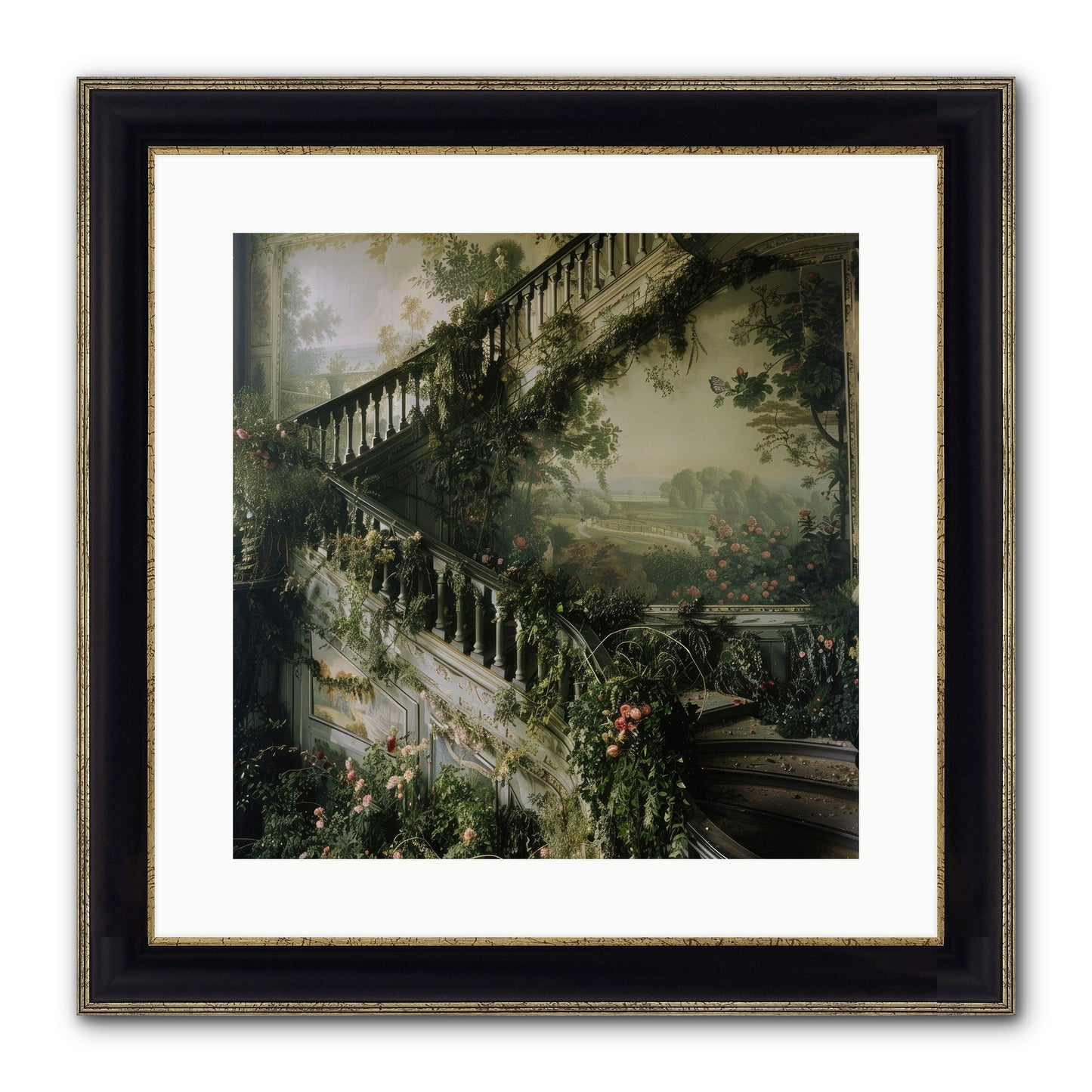 Forgotten Wonderland No. 1 Framed Print - Black & Gold 16x16