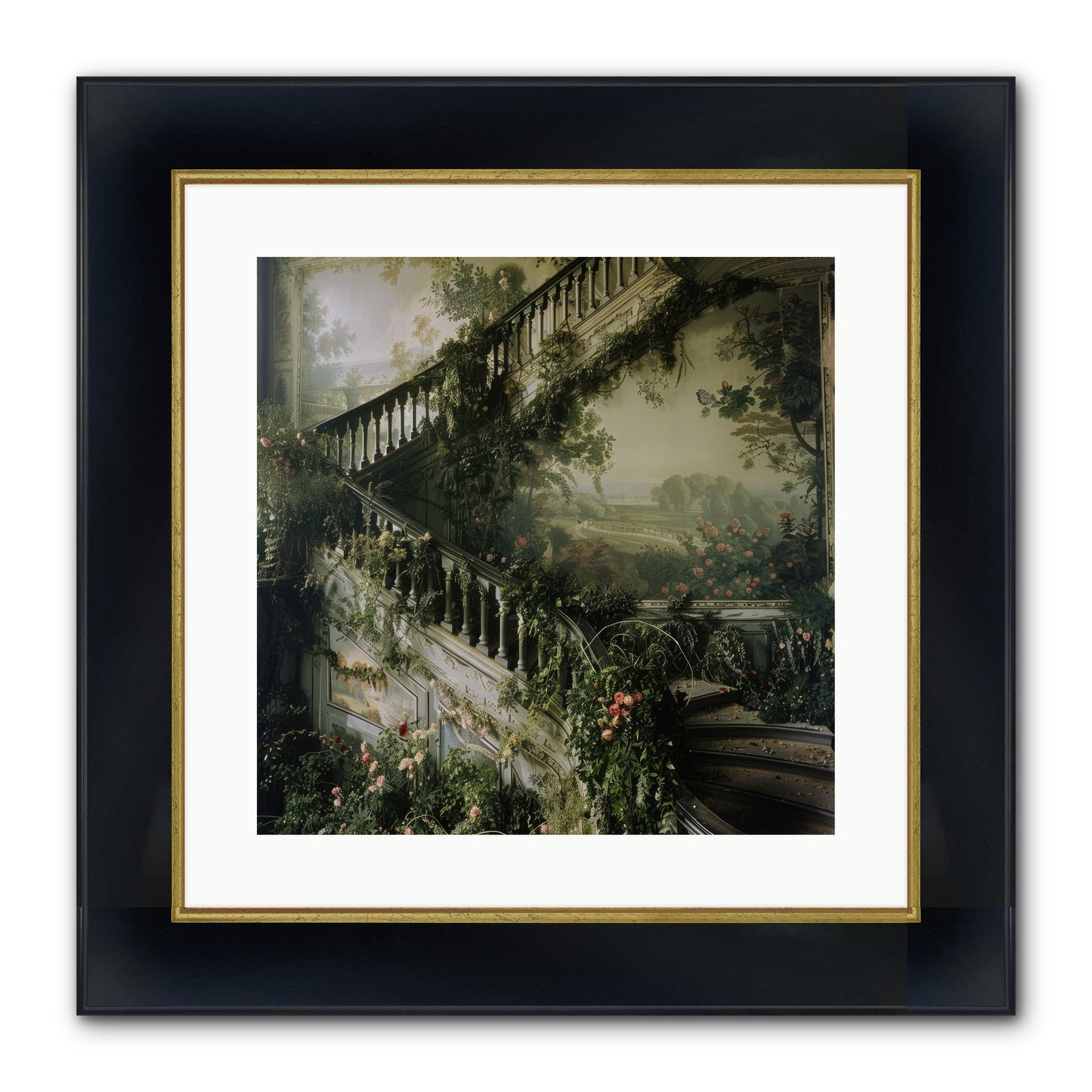 Forgotten Wonderland No. 1 Framed Print - Wide Black w/Gold 16x16