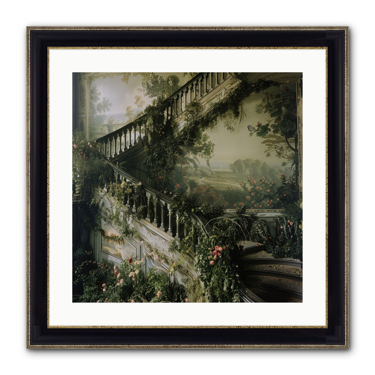 Forgotten Wonderland No. 1 Framed Print - Black & Gold 20x20