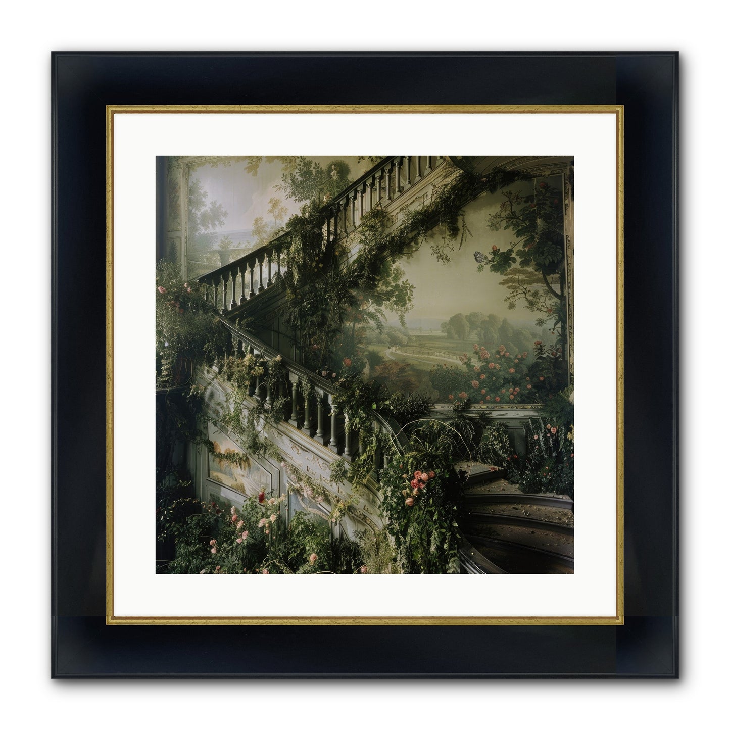 Forgotten Wonderland No. 1 Framed Print - Wide Black w/Gold 20x20